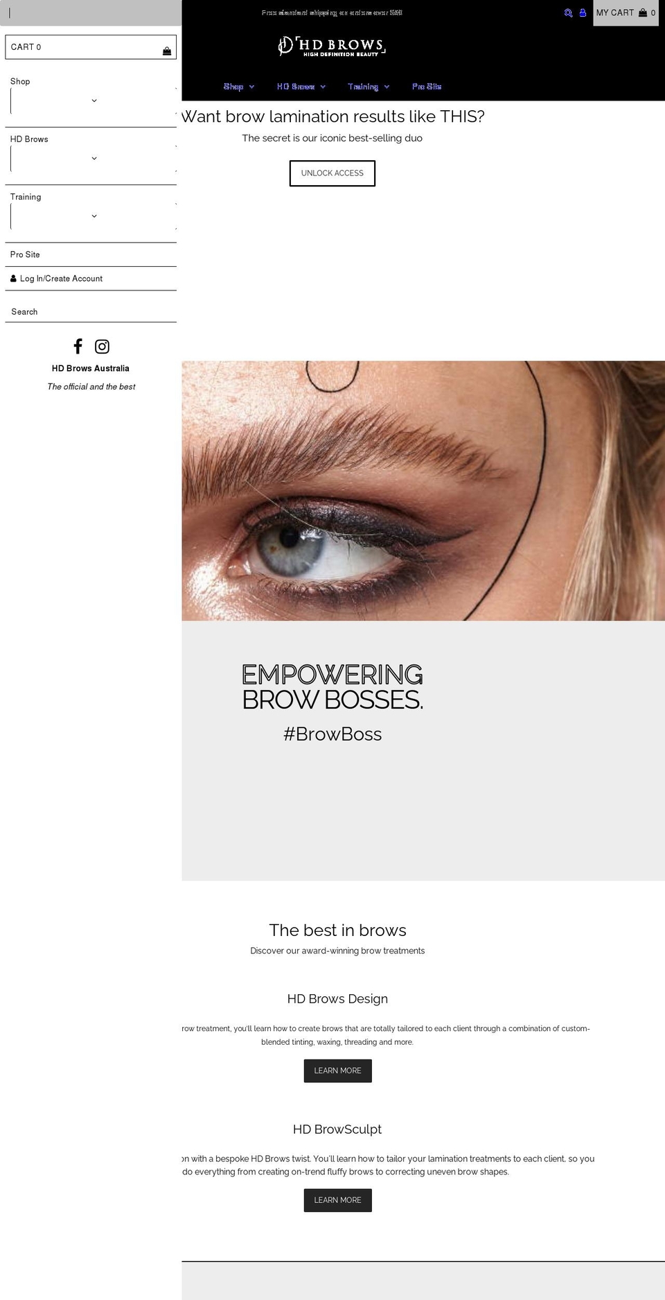 hdbrows.com.au shopify website screenshot