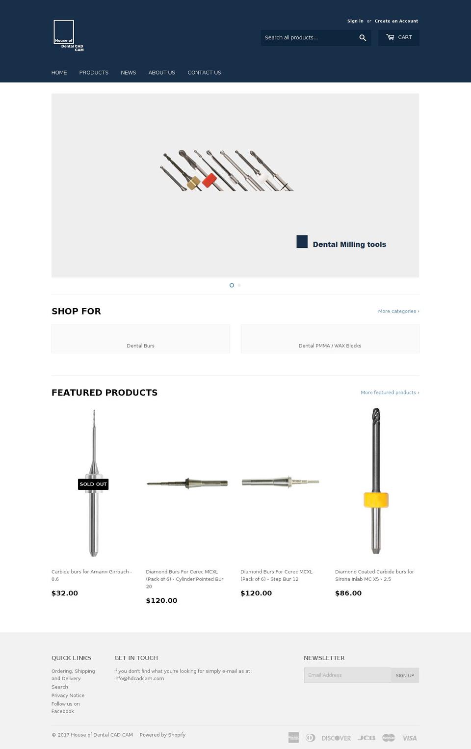 hdcadcam.com shopify website screenshot