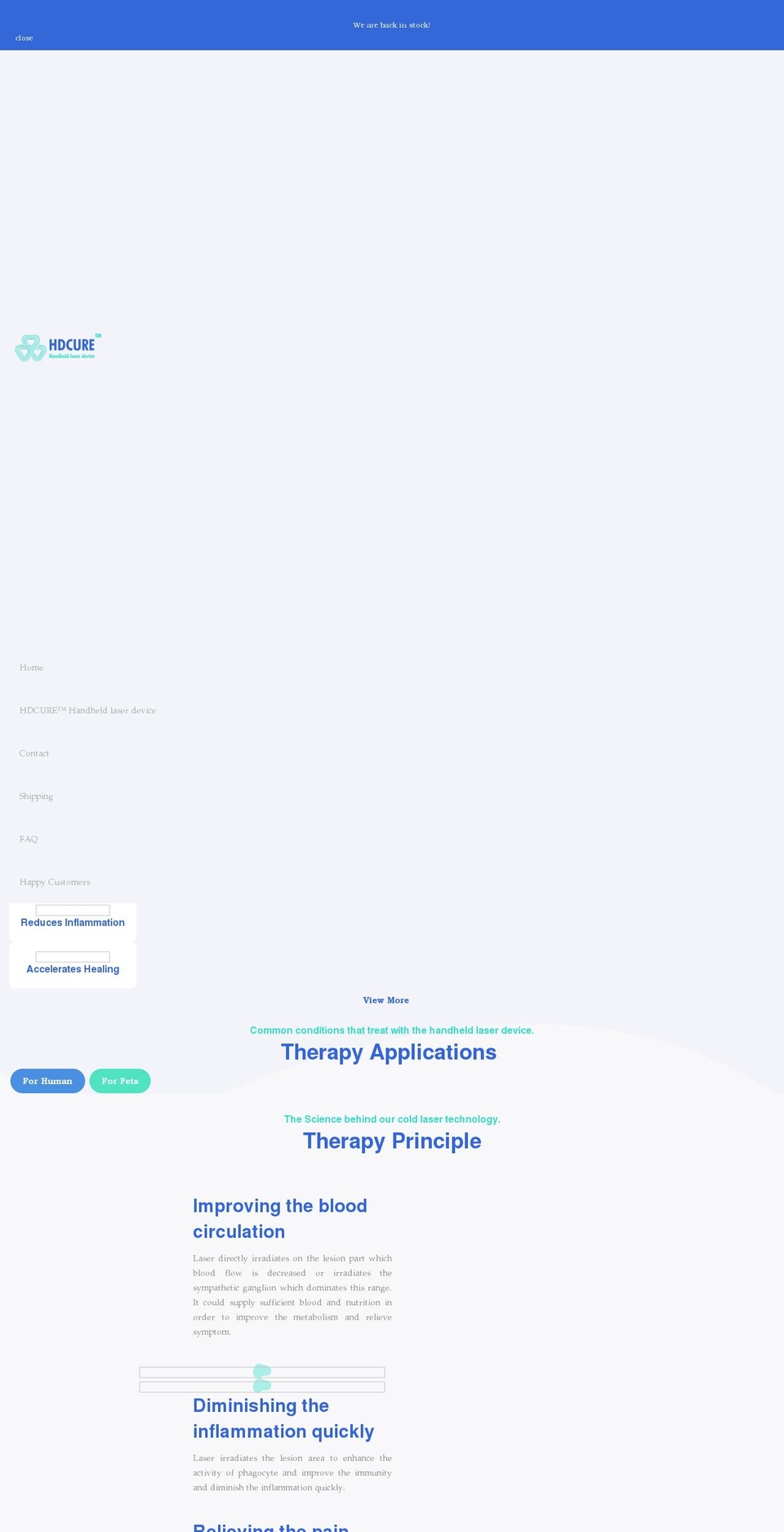 hdcurecoldlaser.com shopify website screenshot