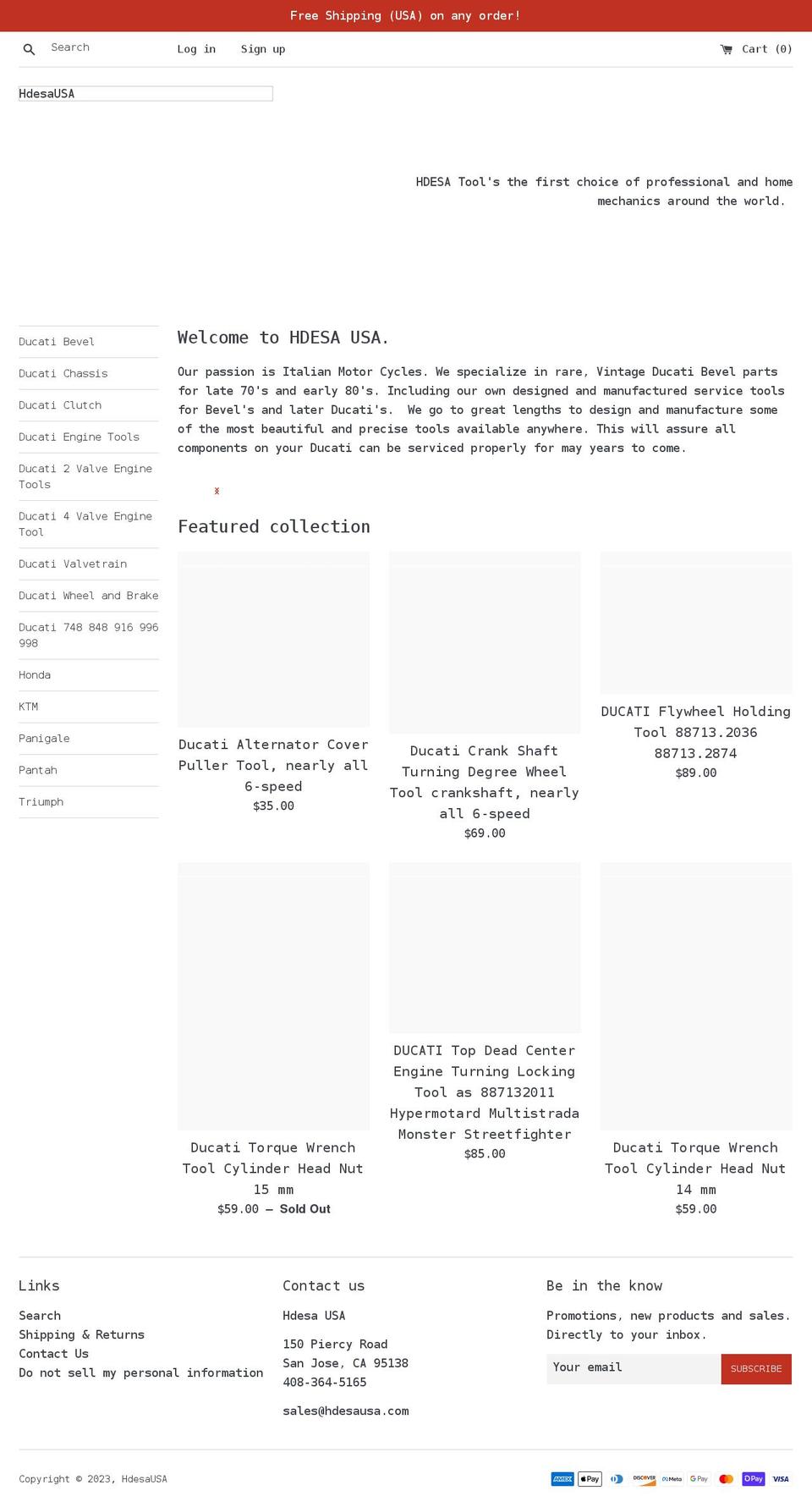 hdesausa.com shopify website screenshot