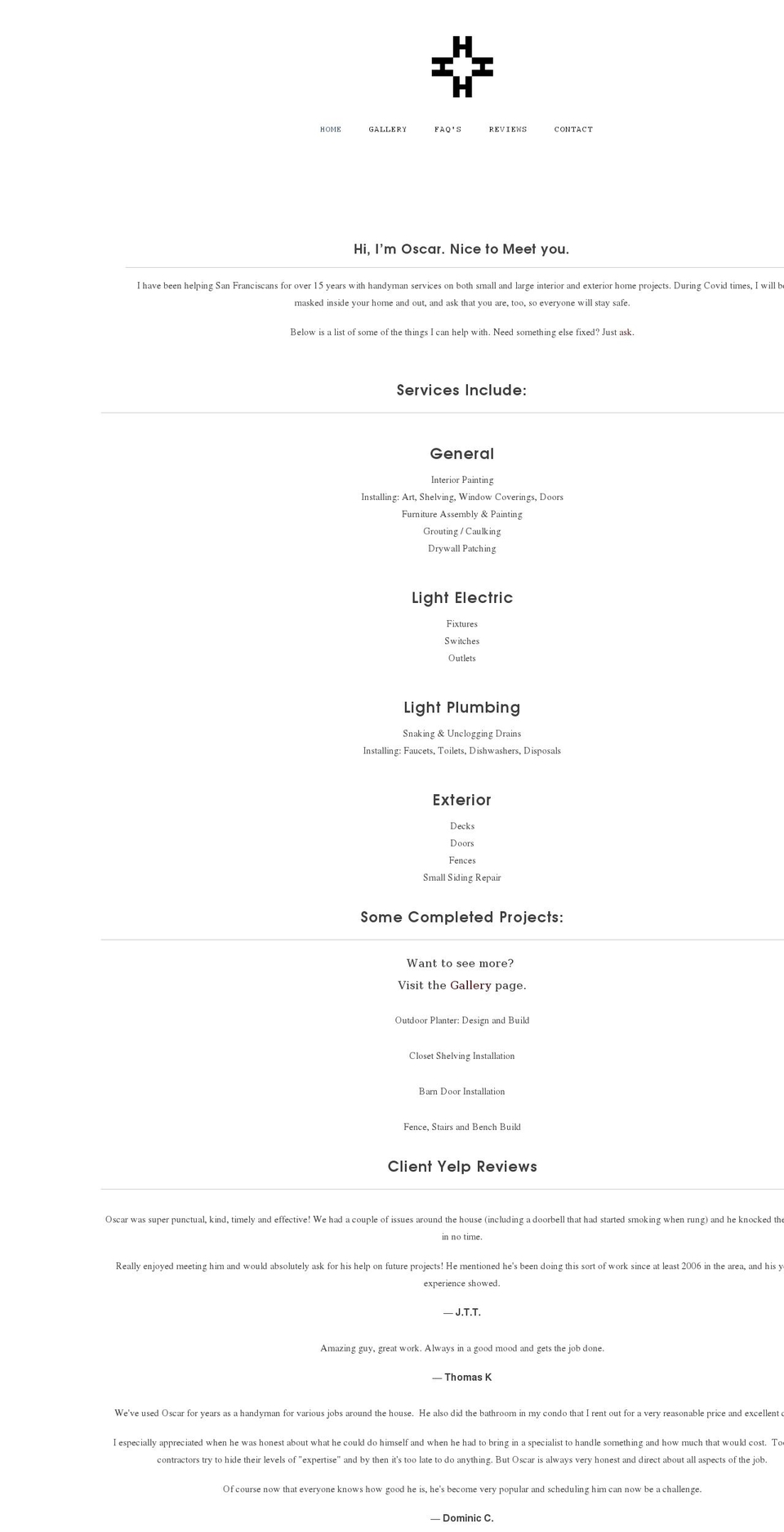 hdezhandyman.com shopify website screenshot