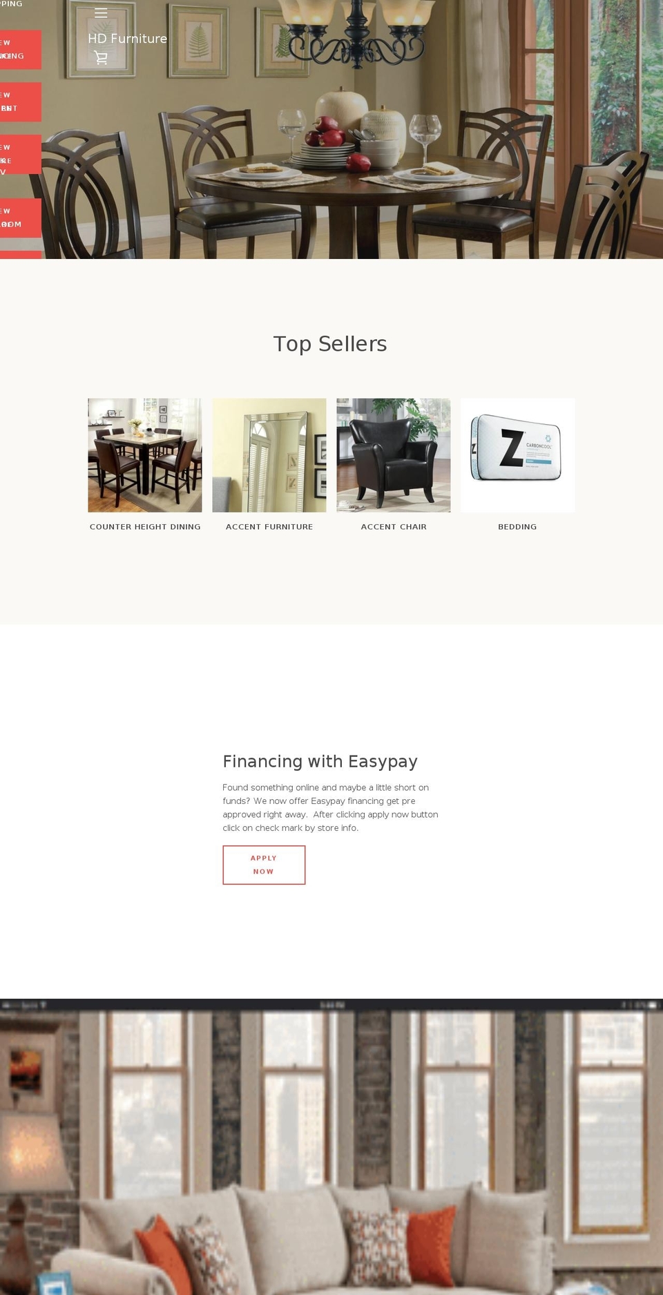 hdfurnituredeals.com shopify website screenshot