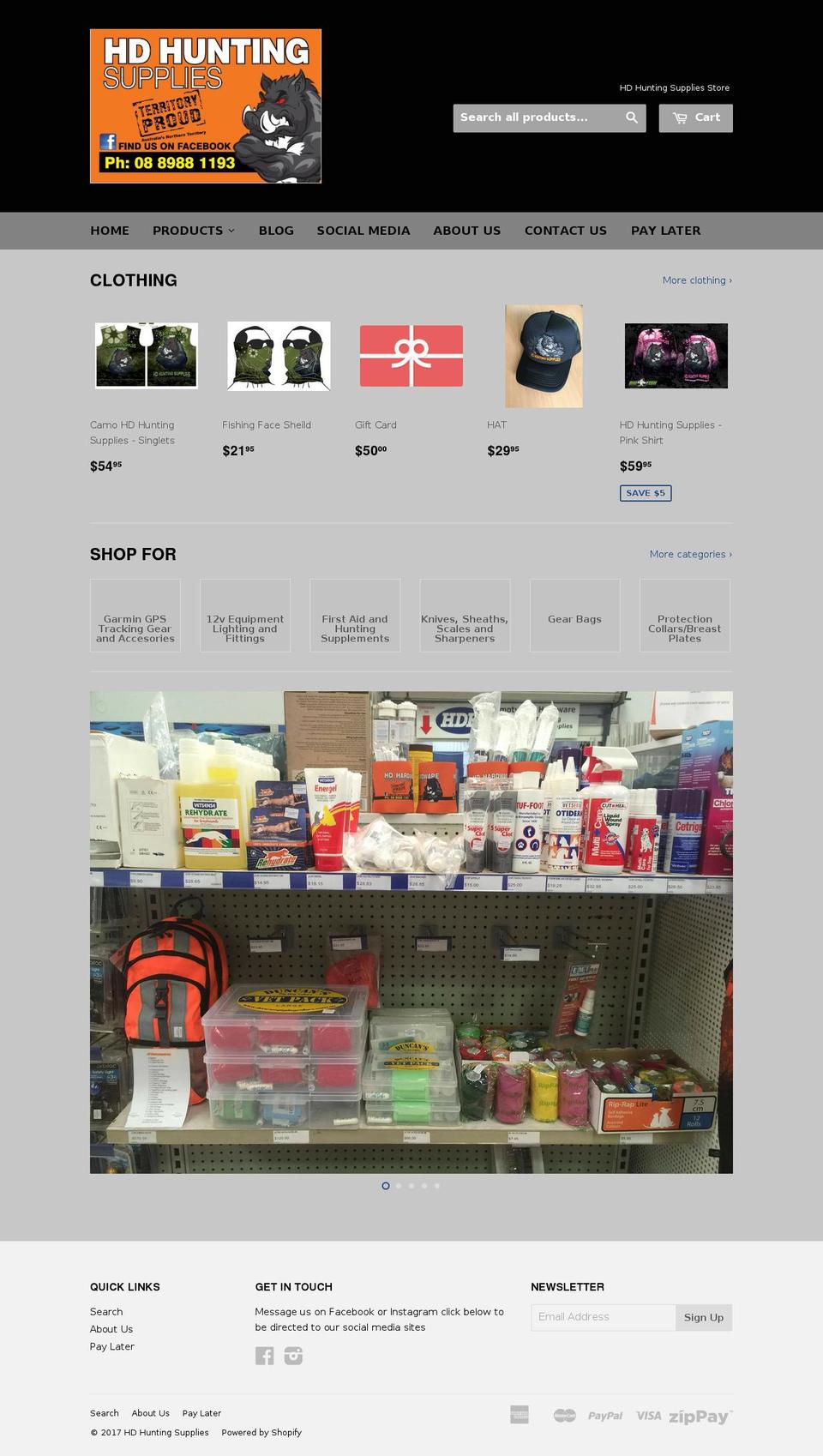 hdhuntingsupplies.com shopify website screenshot