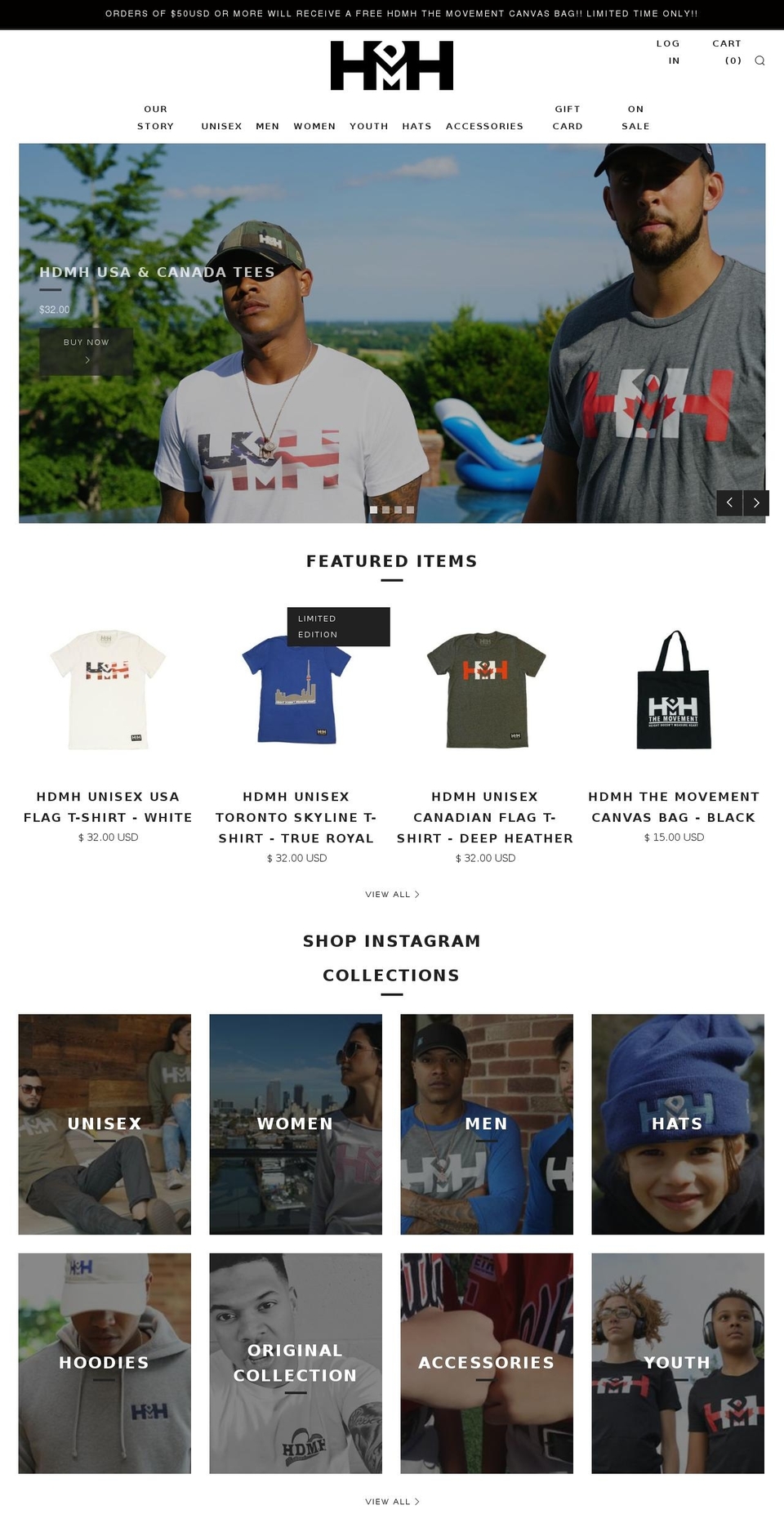 hdmhapparel.com shopify website screenshot