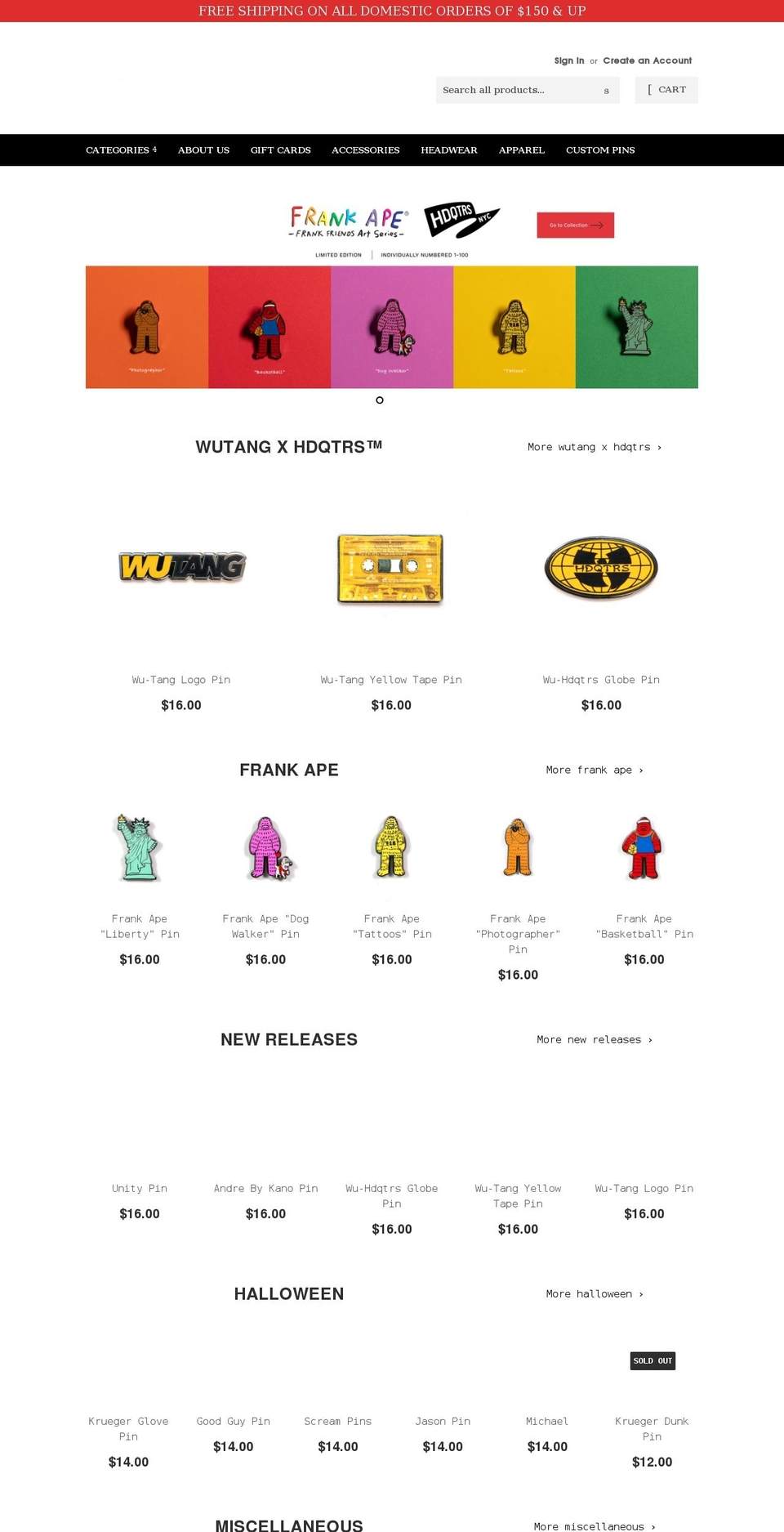 hdqtrsnyc.com — Shopify storefront screenshot