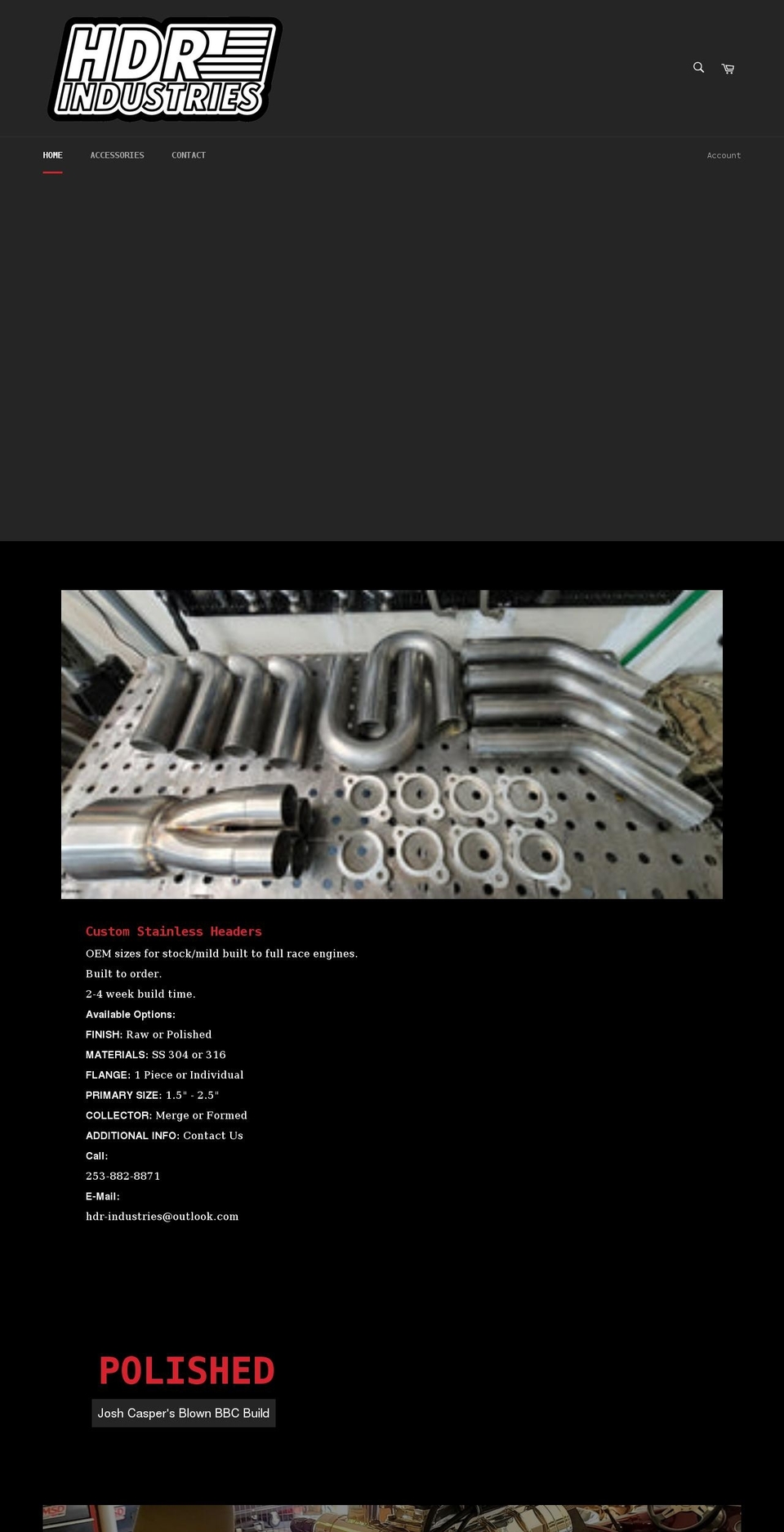 hdrindustries.com shopify website screenshot