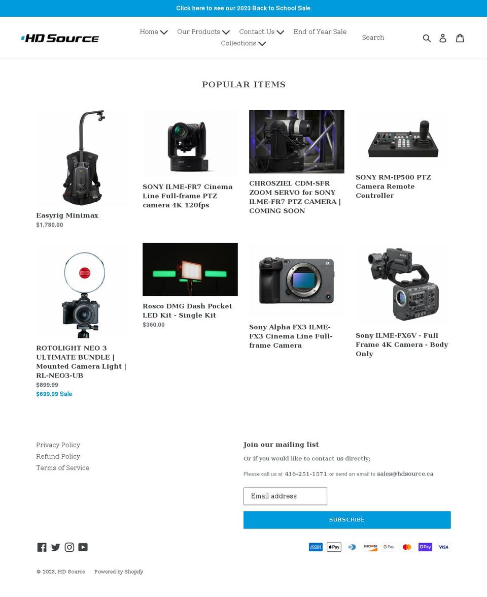 hdsourceonline.com shopify website screenshot