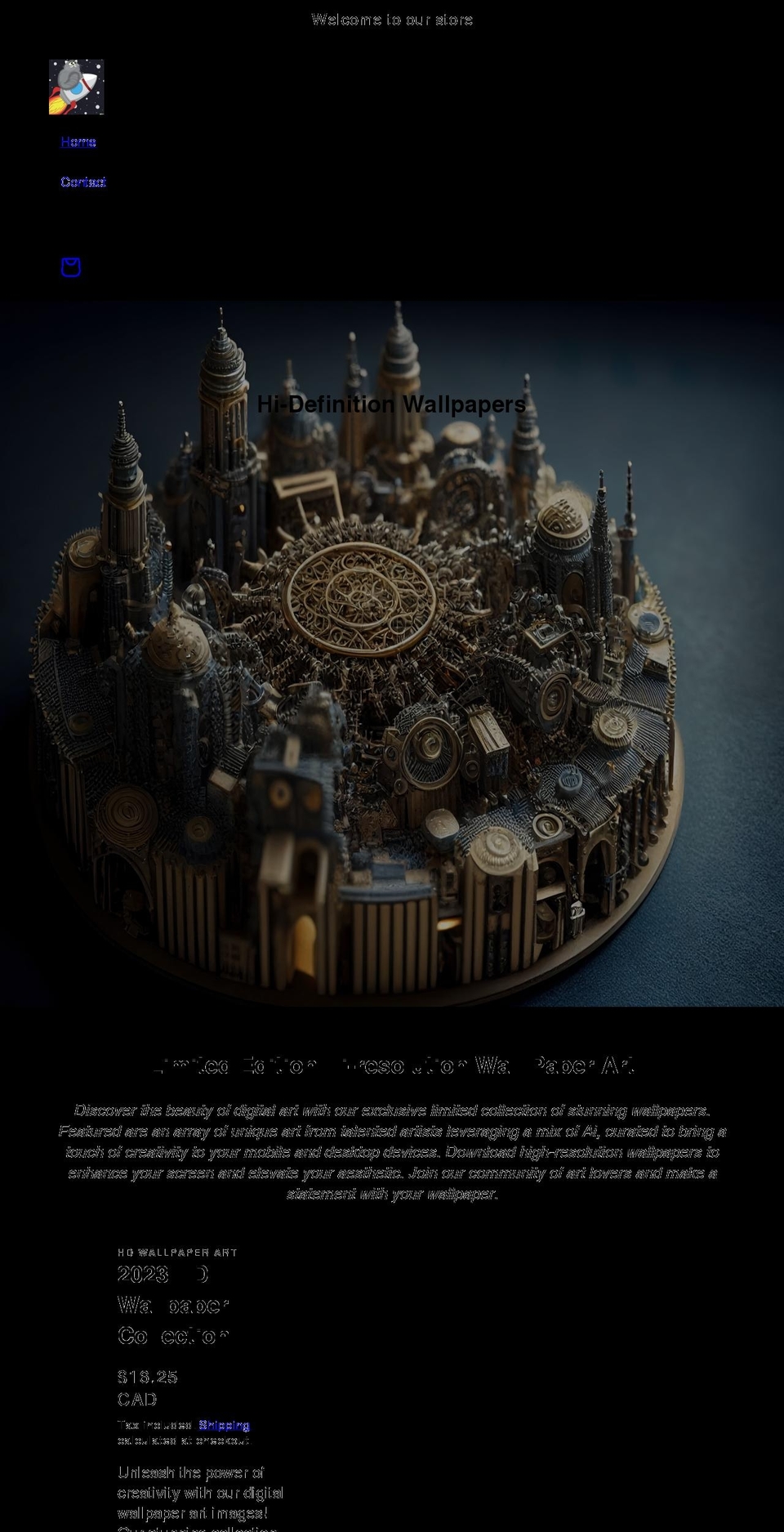 hdtvart.com shopify website screenshot