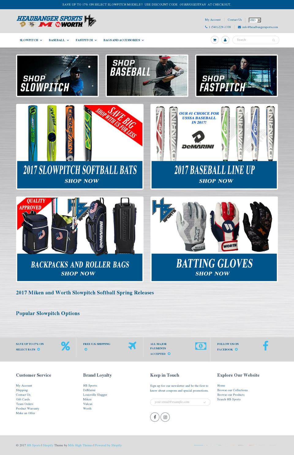 headbangersports.com shopify website screenshot