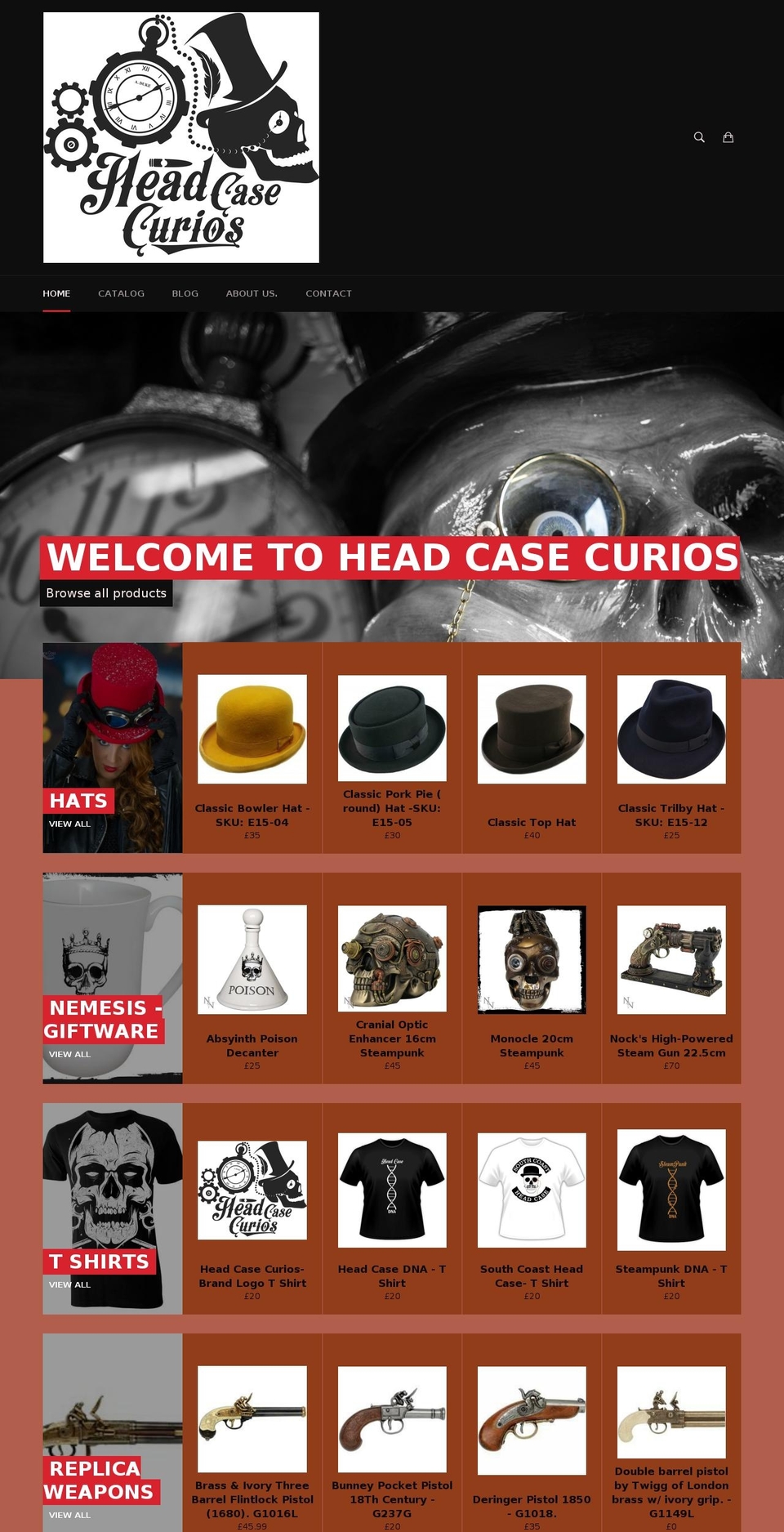 headcasecurios.com shopify website screenshot