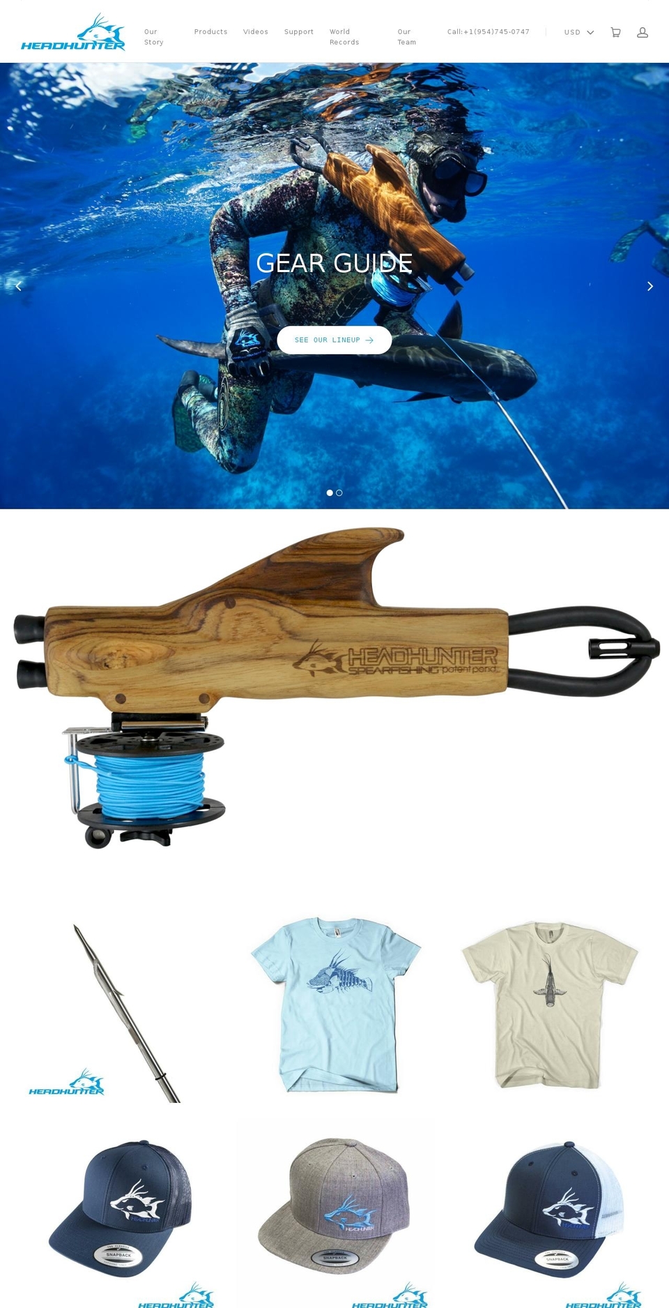 headhunterspearfishing.com shopify website screenshot