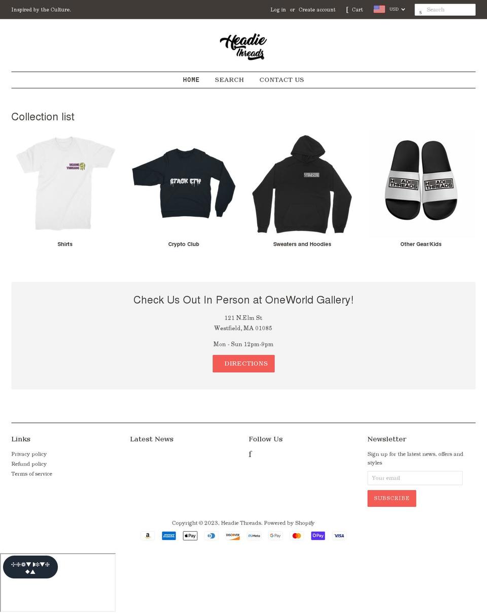 headiethreads.com shopify website screenshot