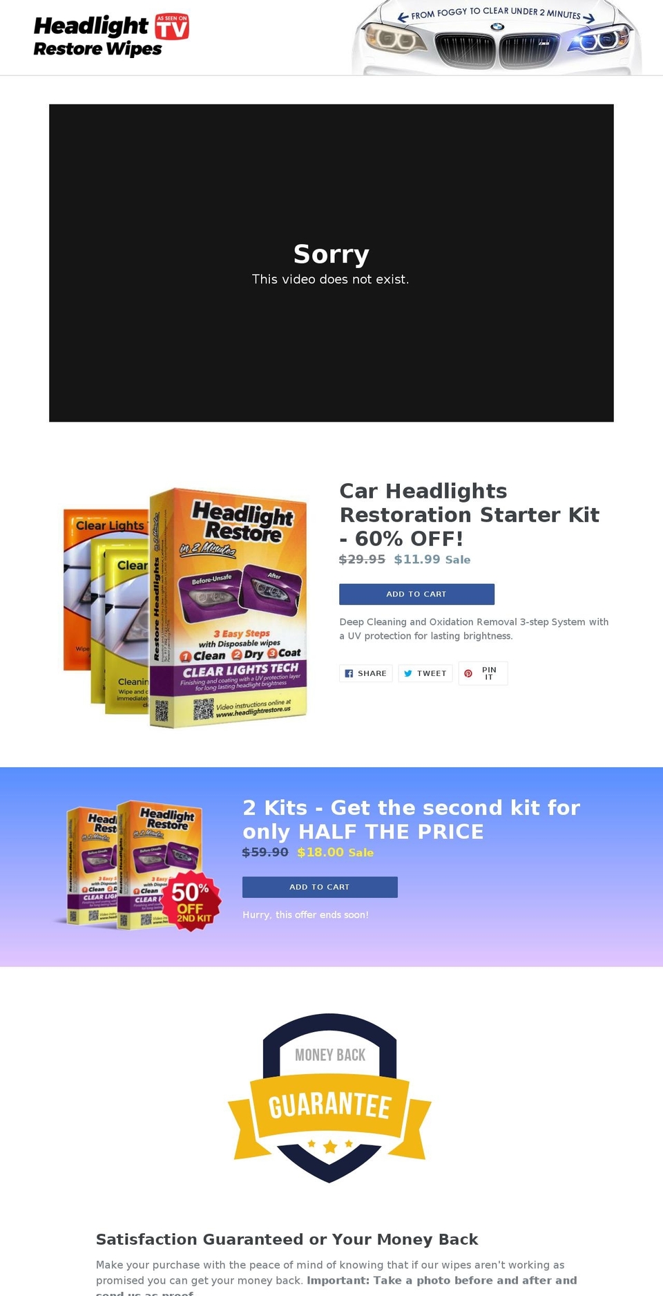 headlightrestoreusa.com — Shopify storefront screenshot
