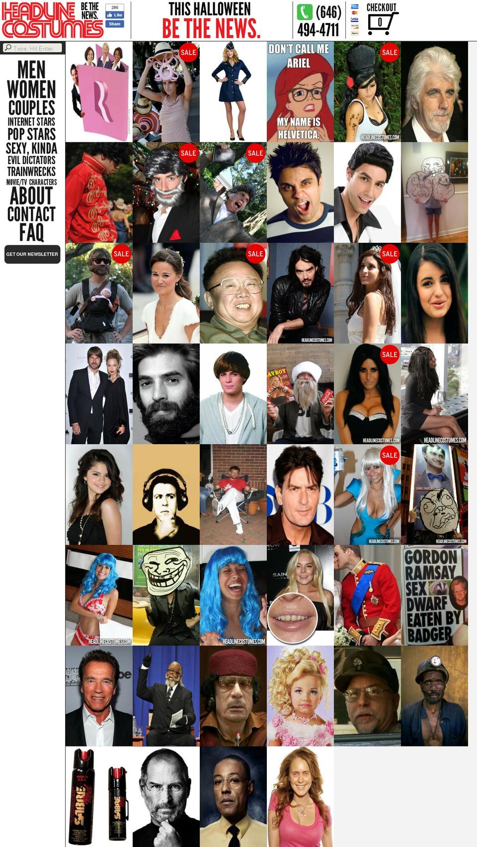 headlinecostumes.com shopify website screenshot