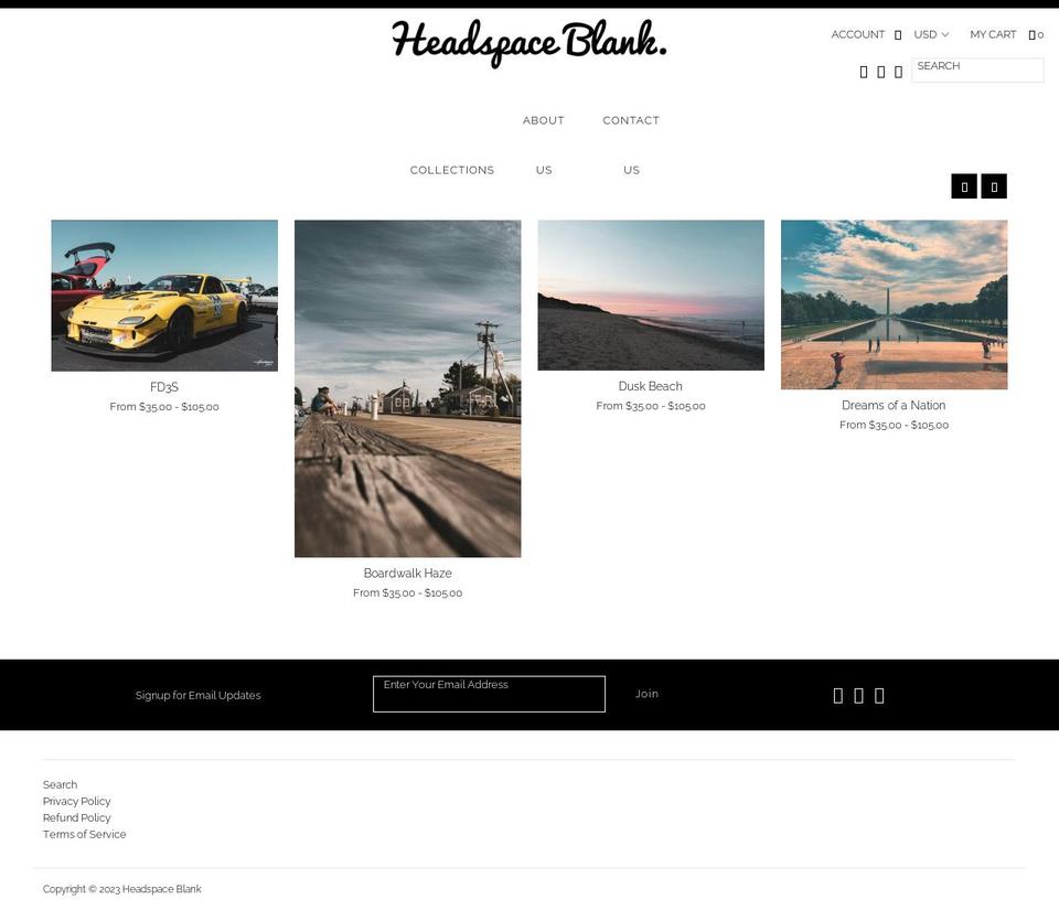 headspaceblank.com shopify website screenshot