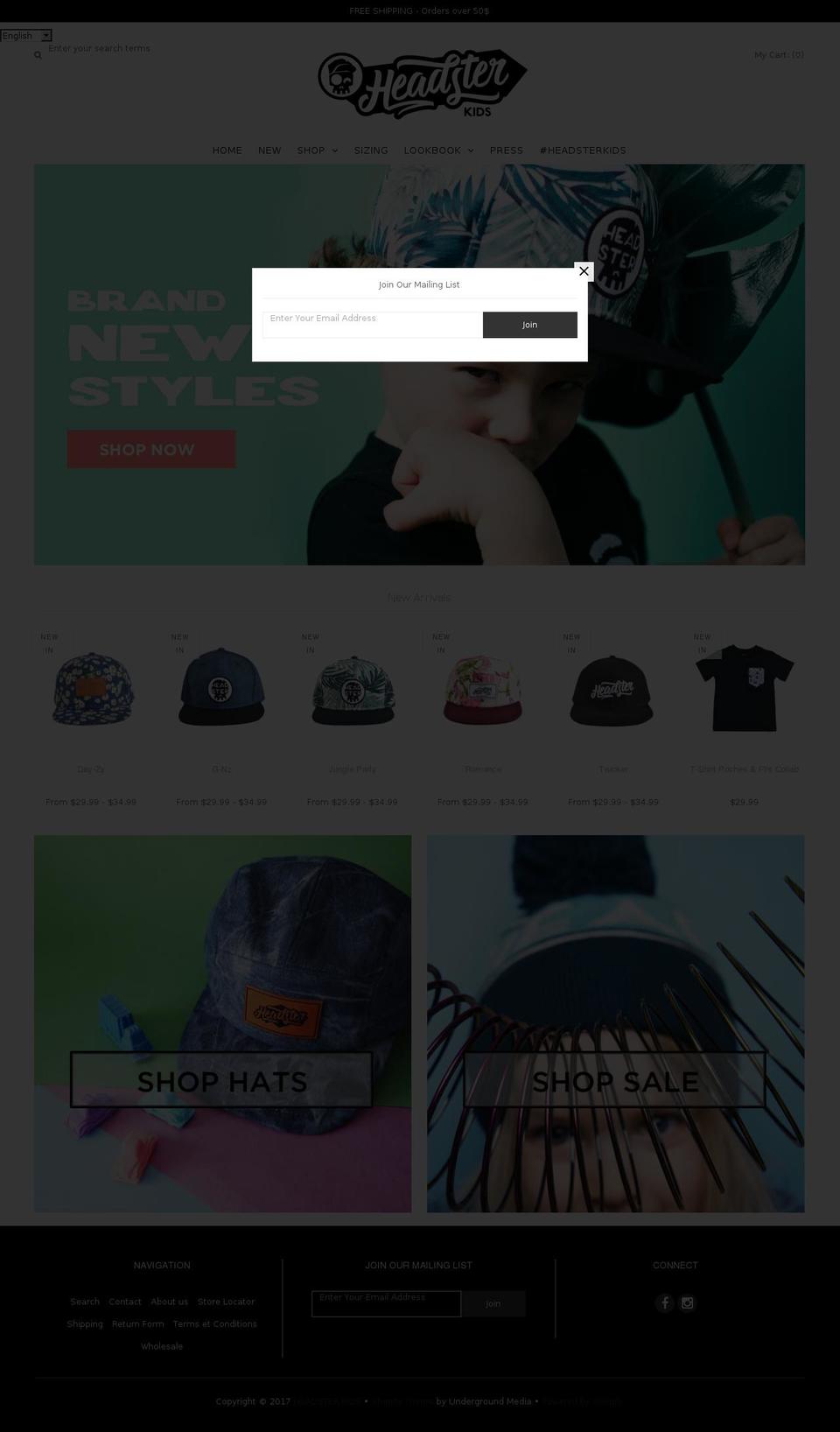 Spark Shopify theme site example headsterkids.com