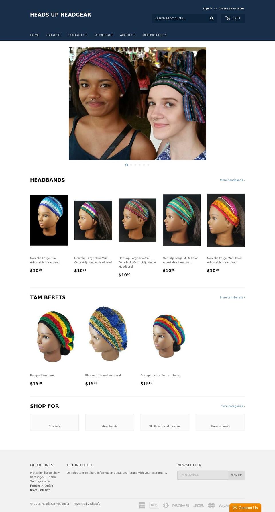 headsupheadgear.com — Shopify storefront screenshot
