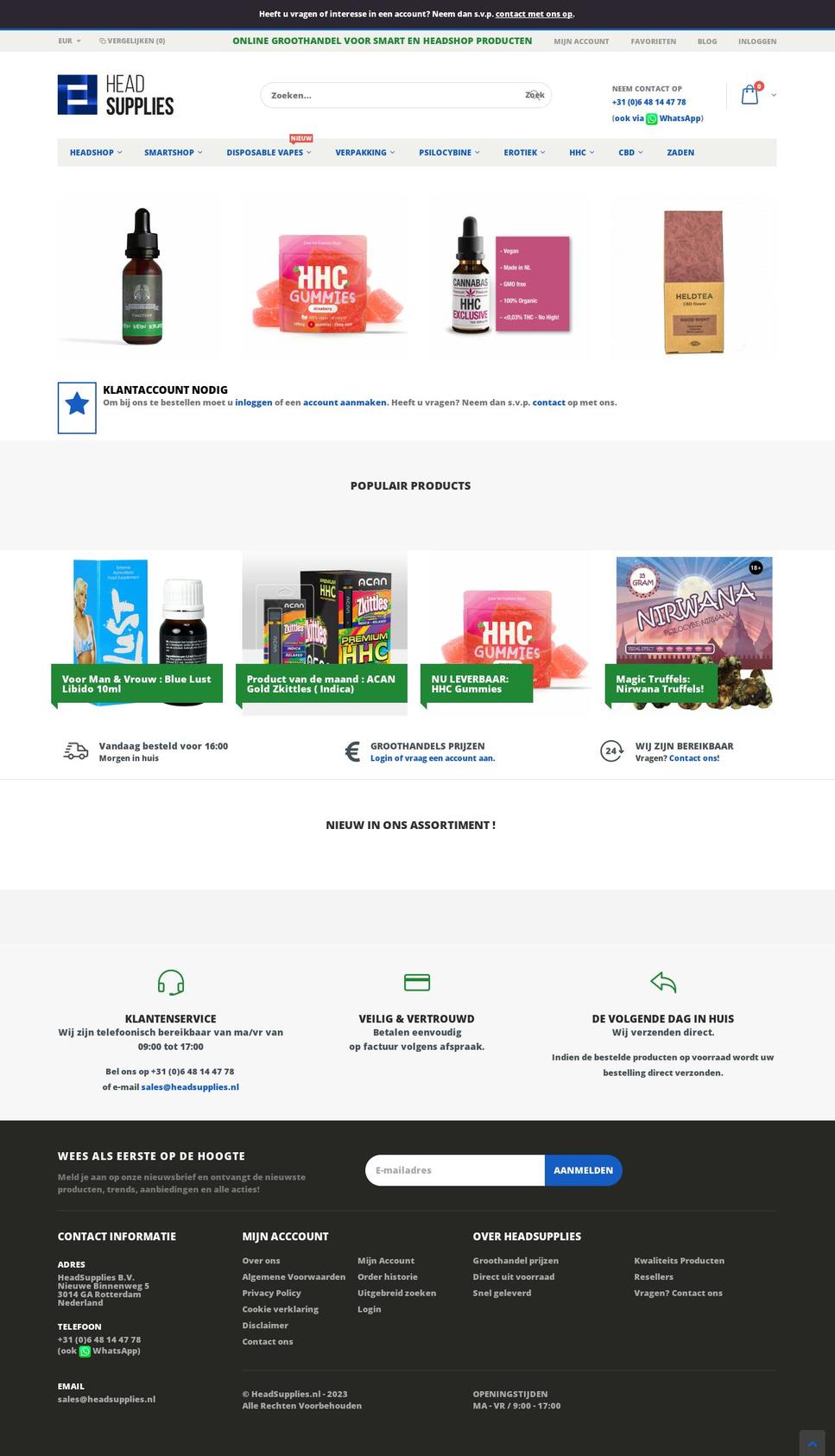 headsupplies.nl shopify website screenshot