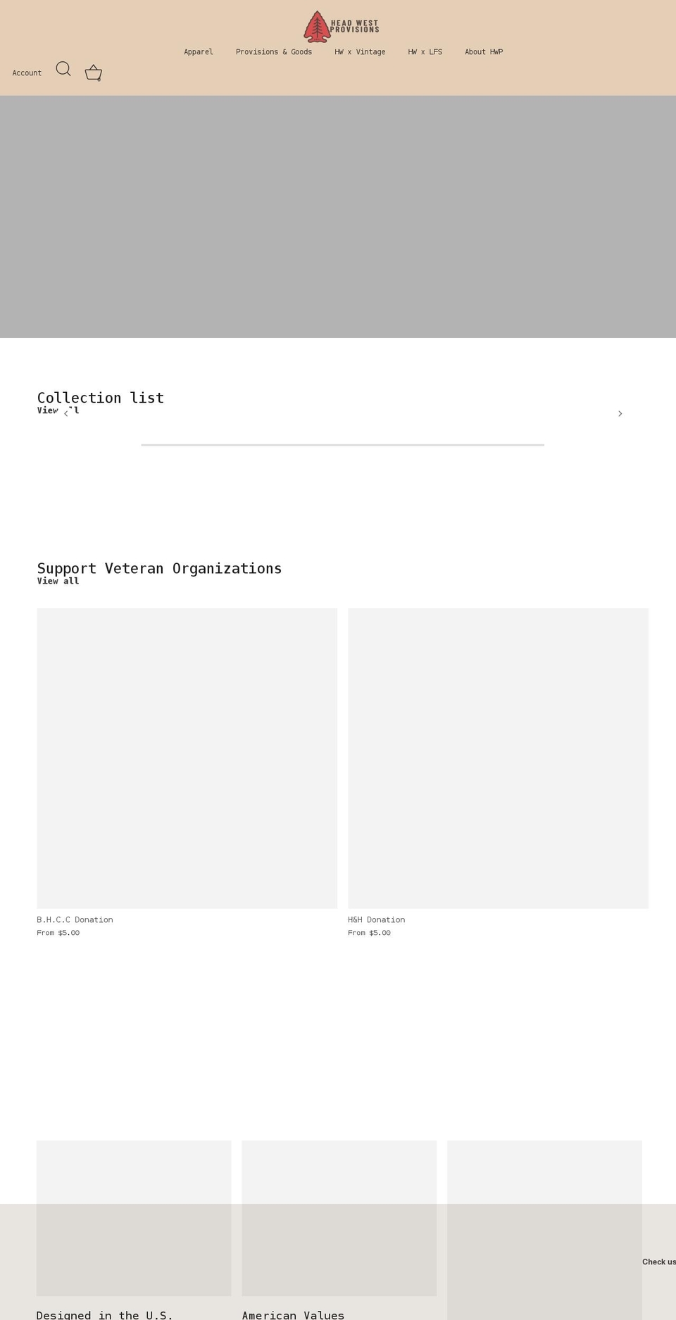 headwestprovisions.com shopify website screenshot