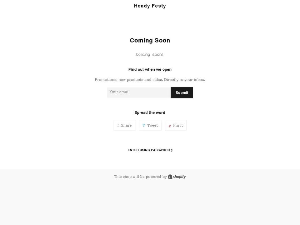 headyfesty.com shopify website screenshot