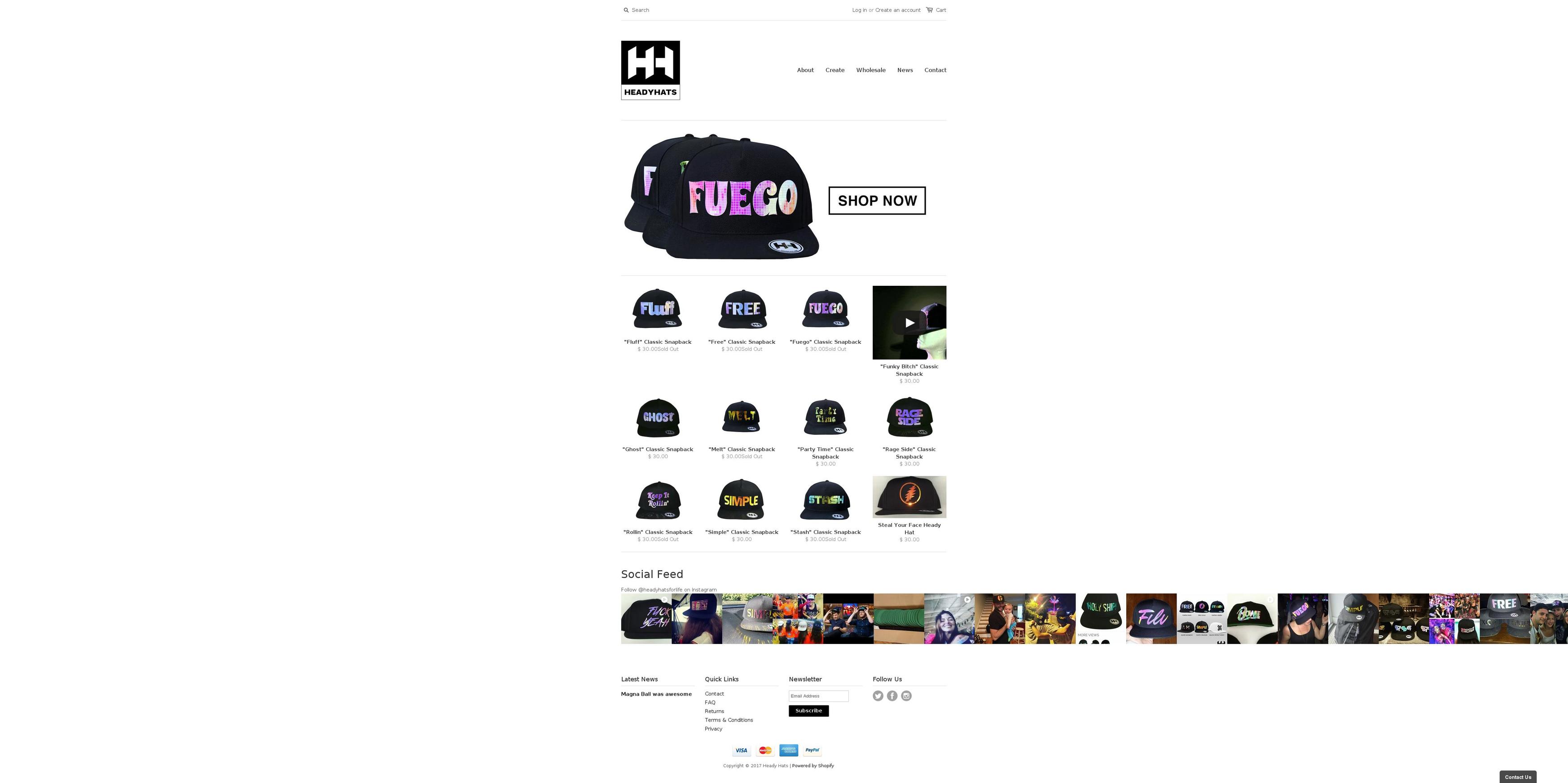 headyhats.com shopify website screenshot