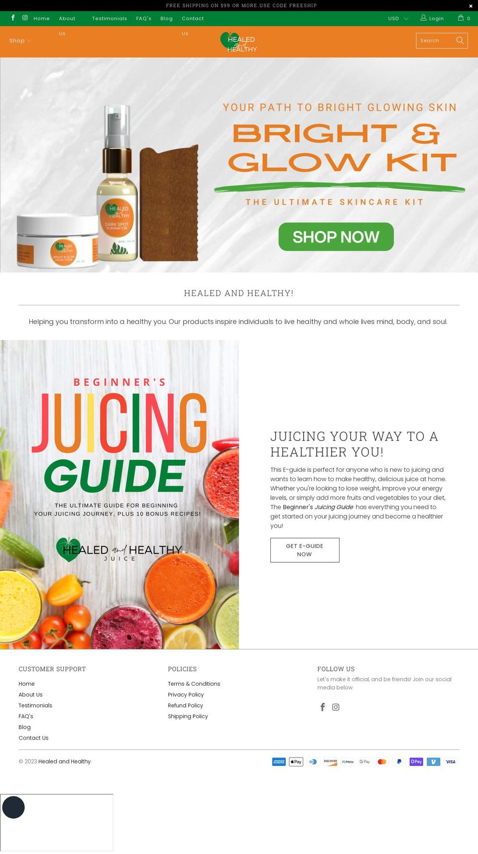 healedandhealthy.com shopify website screenshot