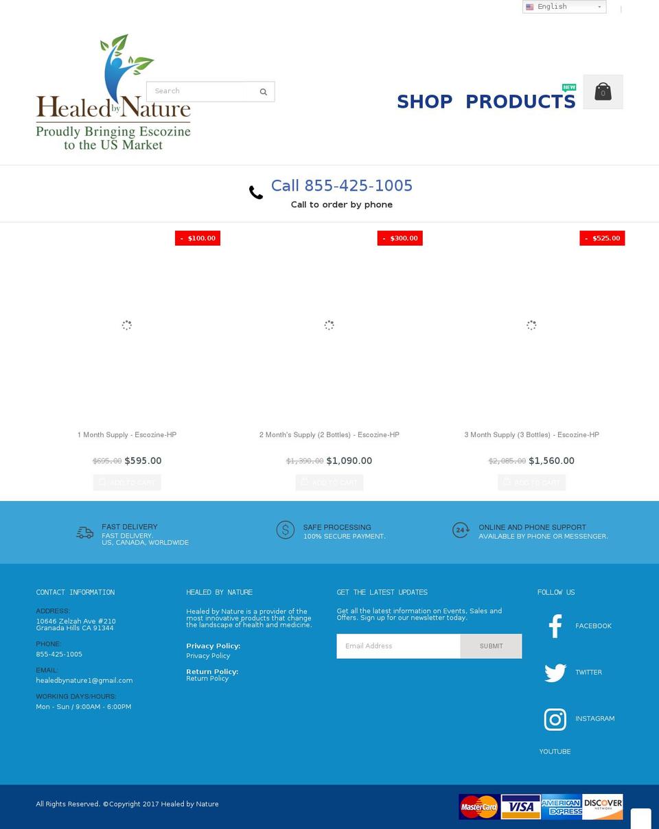 healedbynature.net shopify website screenshot