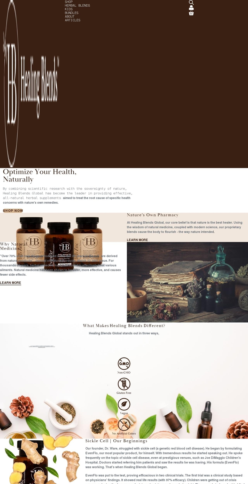 healingblendsglobal.com shopify website screenshot