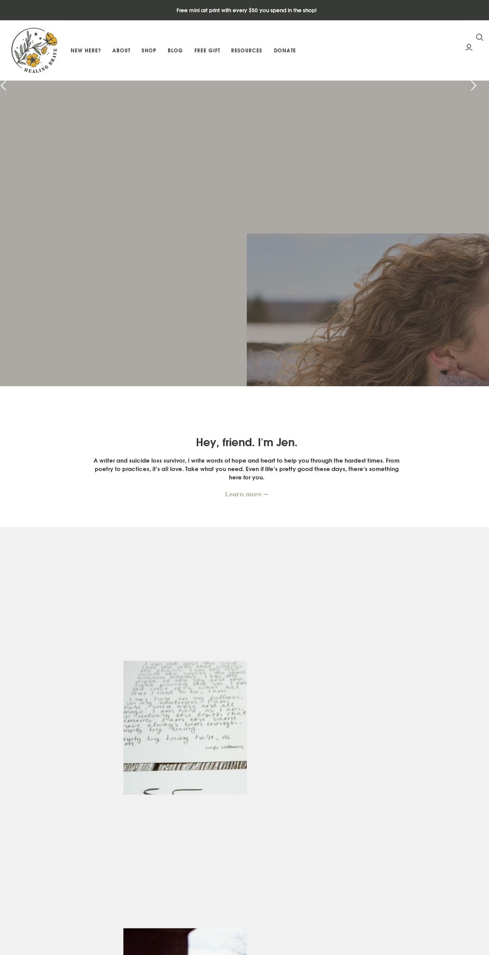 healingbrave.com shopify website screenshot