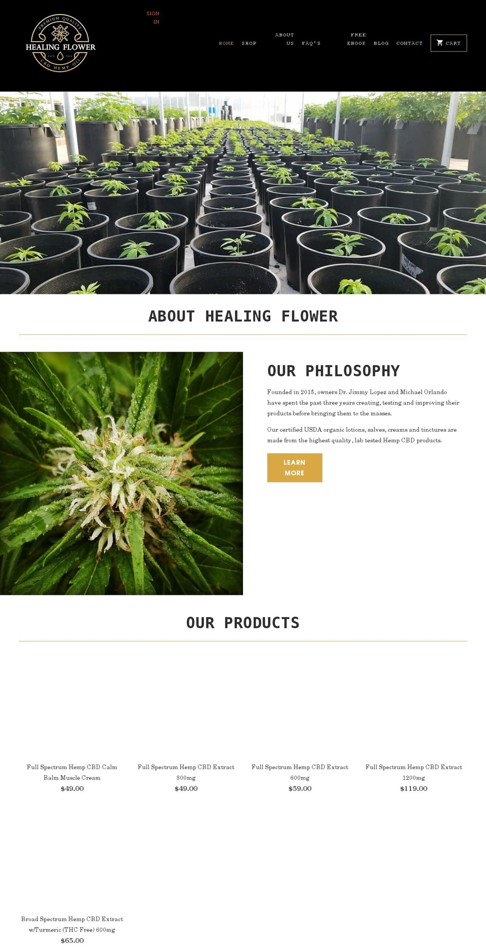 healingflower.com shopify website screenshot