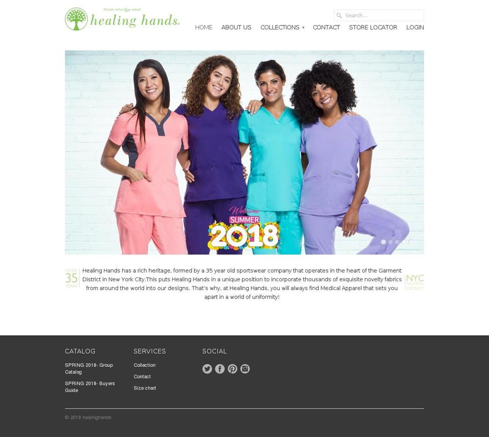 healinghandscrubs.com shopify website screenshot