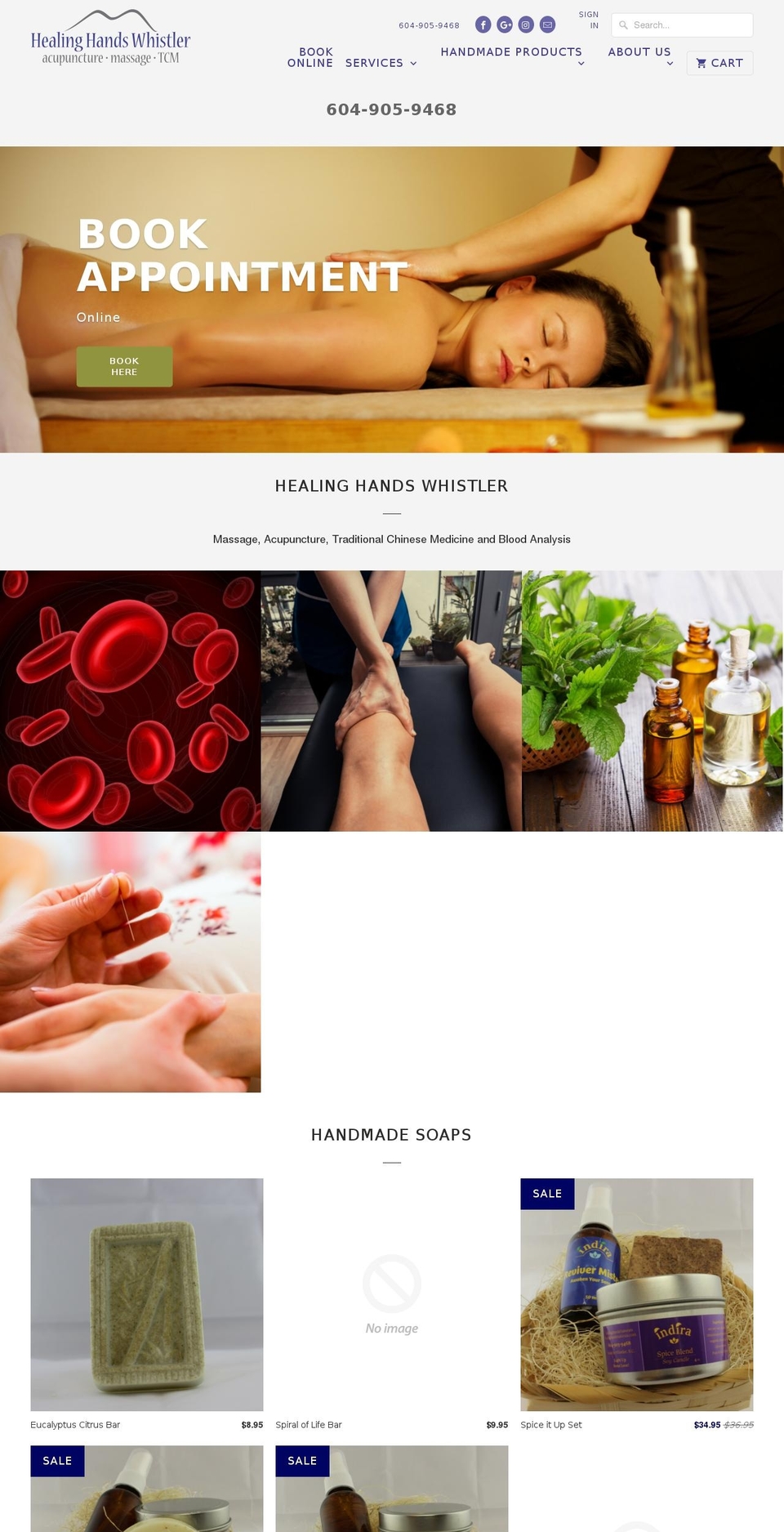 healinghandswhistler.com — Shopify storefront screenshot
