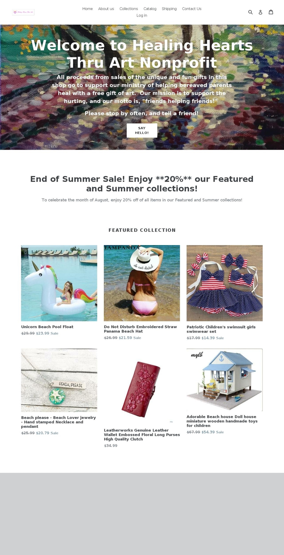 healingheartsthruart.com — Shopify storefront screenshot