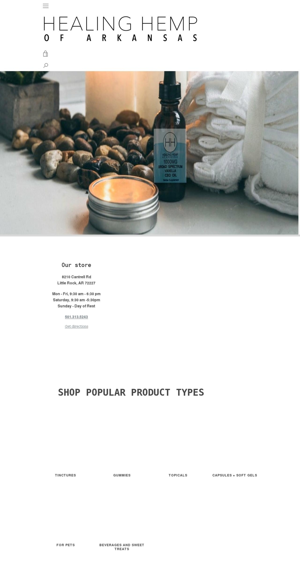 healinghempofarkansas.com shopify website screenshot