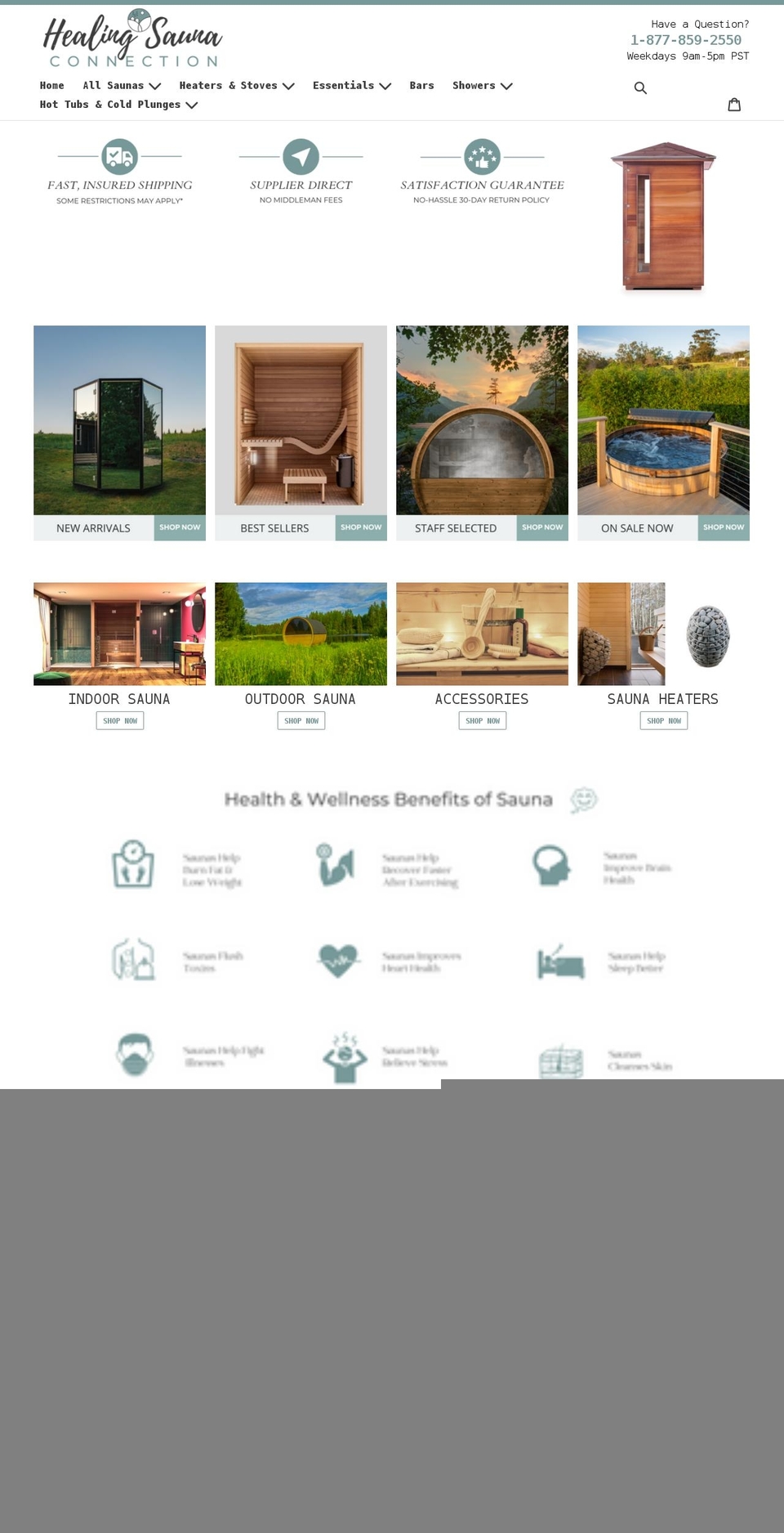 healingsaunaconnection.com shopify website screenshot