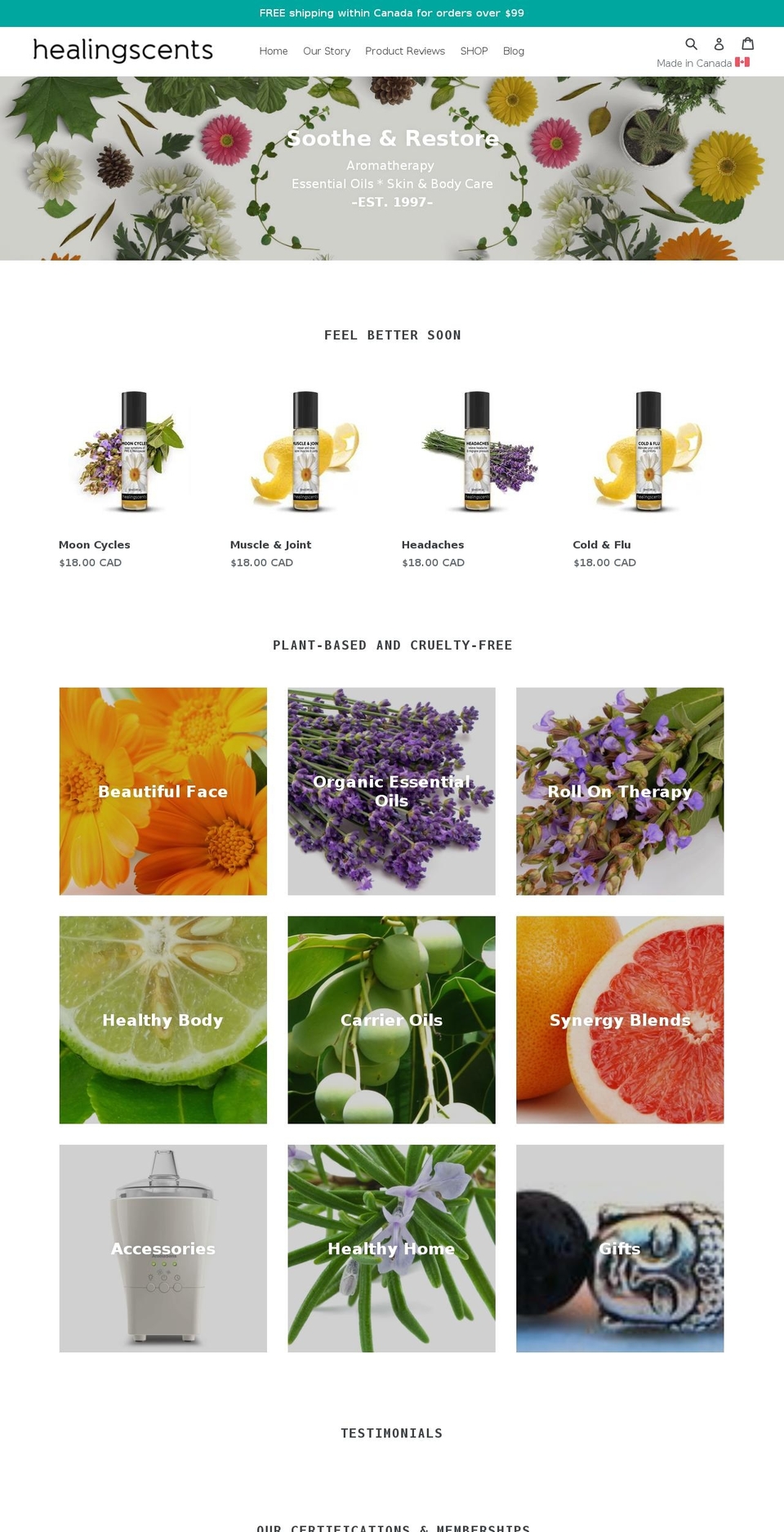 Be Yours Shopify theme site example healingscents.net
