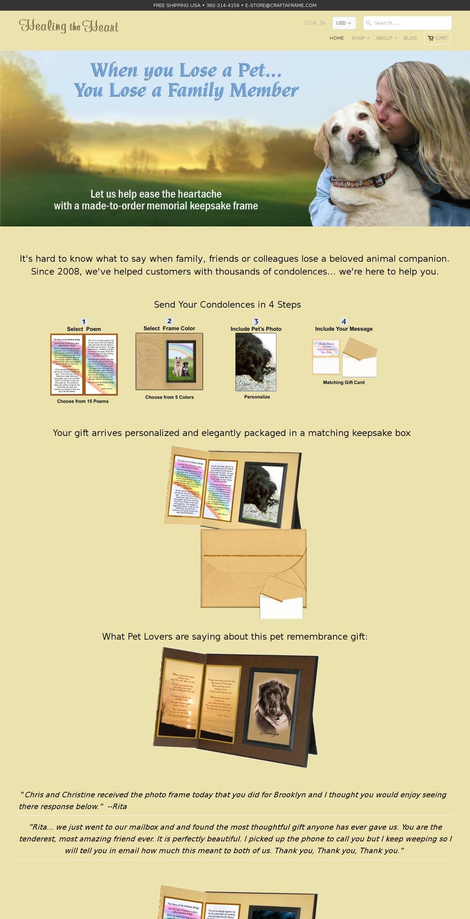 healingtheheartpetloss.com shopify website screenshot