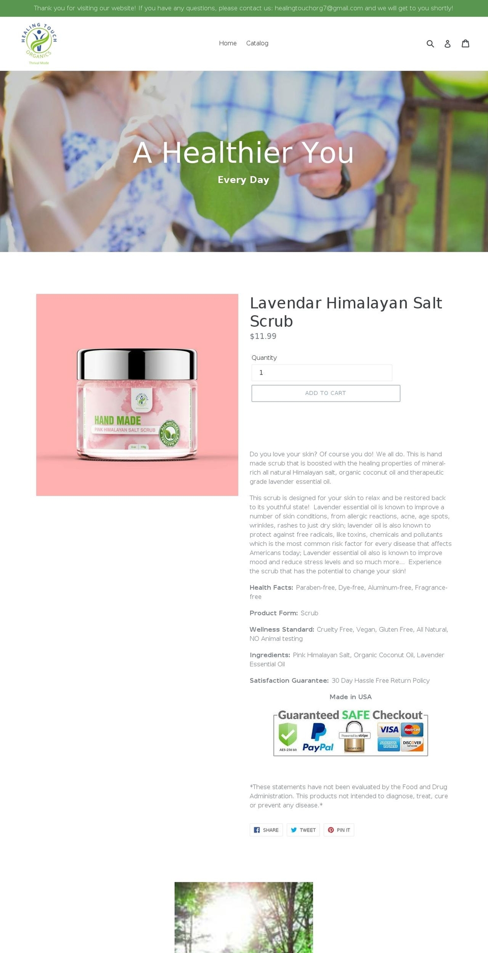 healingtouchorganics.com — Shopify storefront screenshot