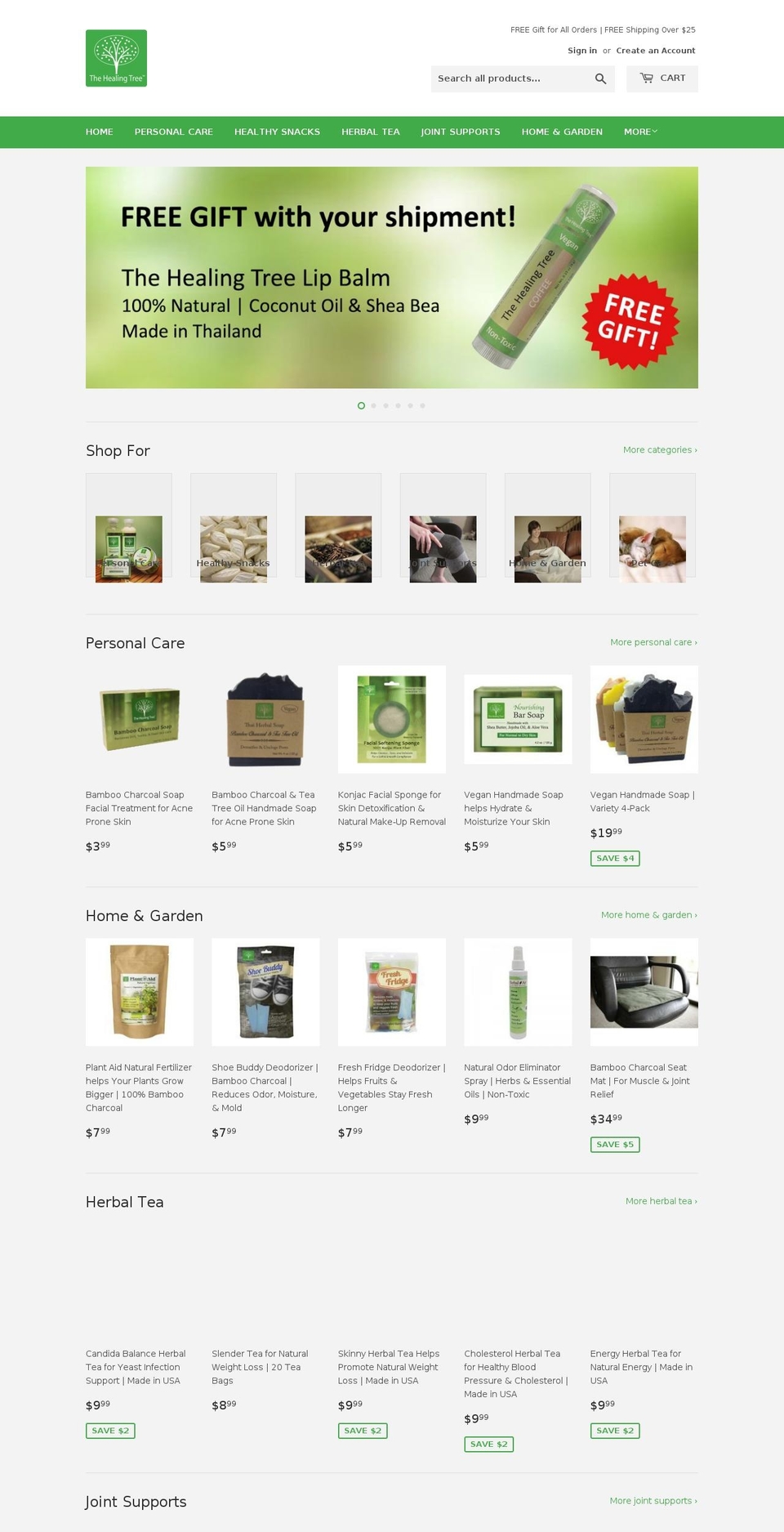 healingtreeproducts.com shopify website screenshot