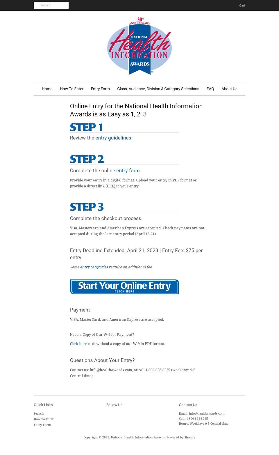 health-awards.myshopify.com shopify website screenshot