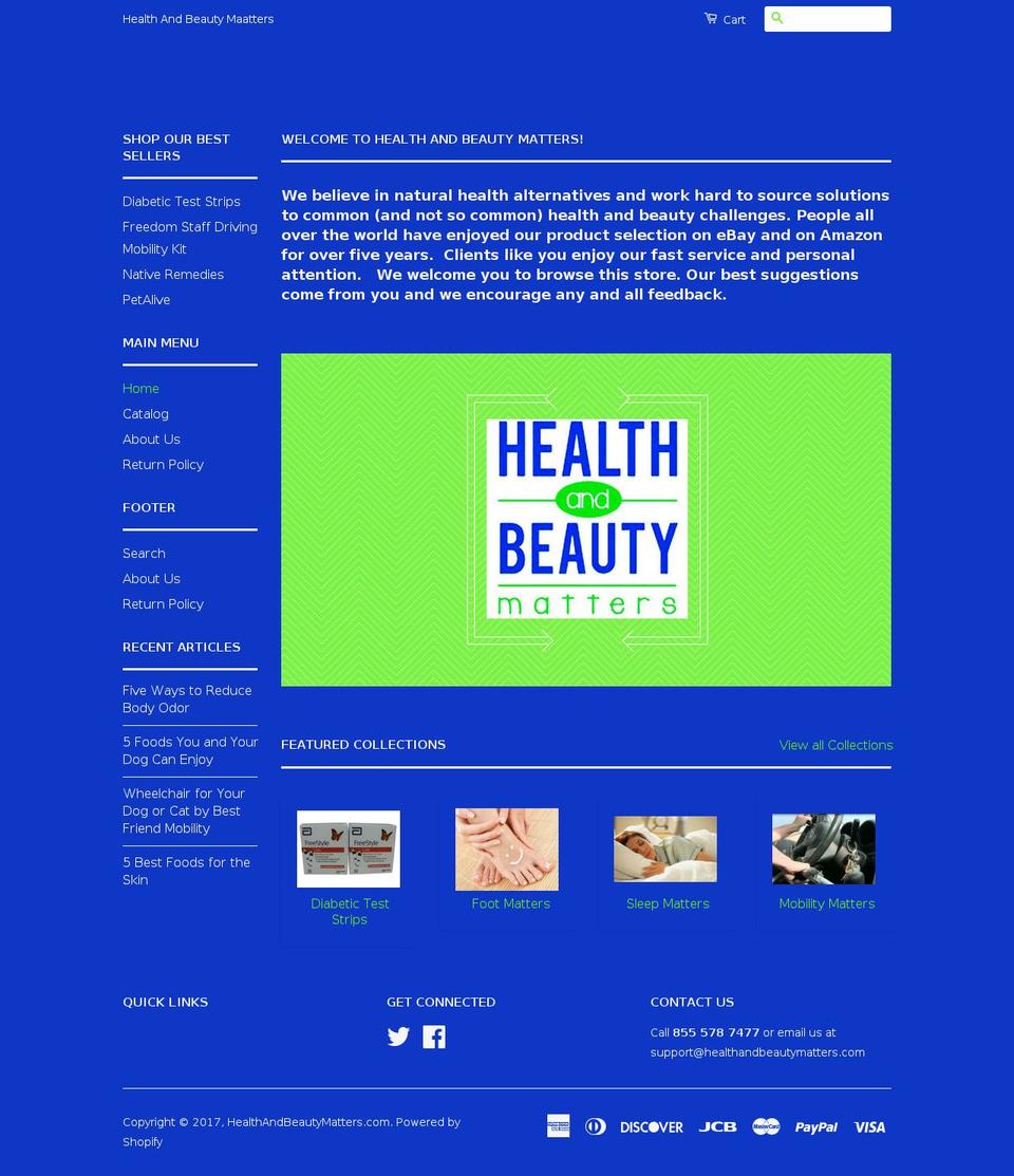 healthandbeautymatters.com shopify website screenshot
