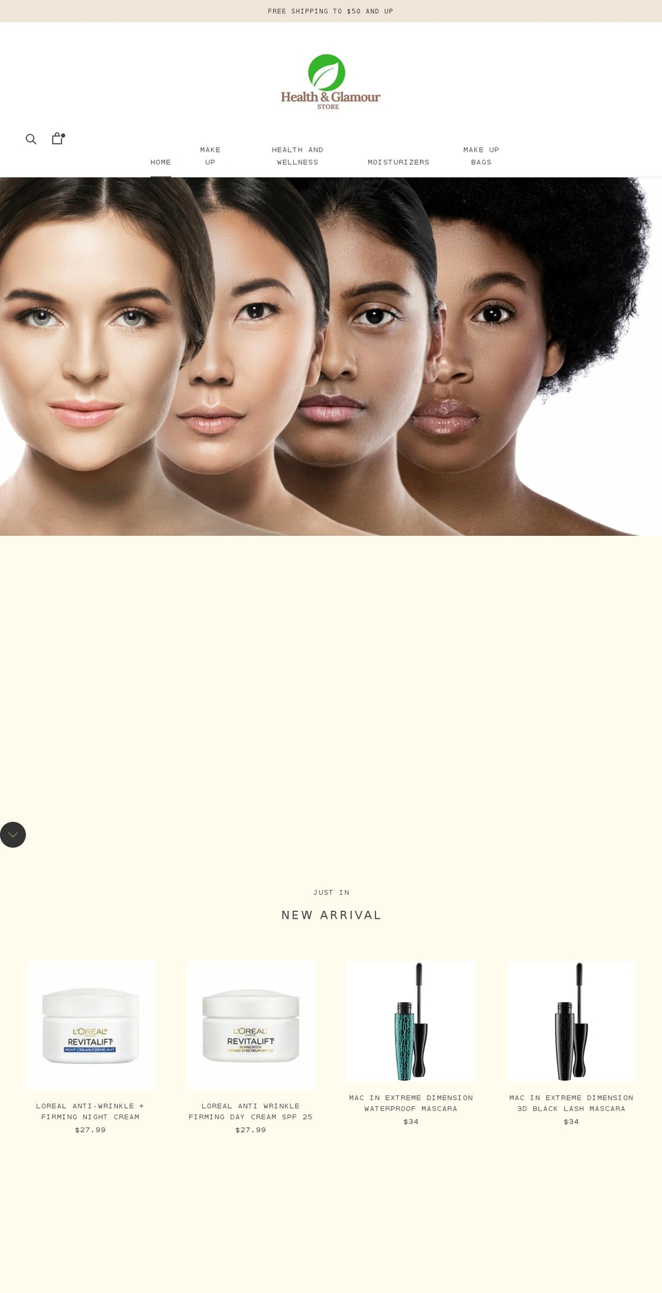 healthandglamourstore.com shopify website screenshot