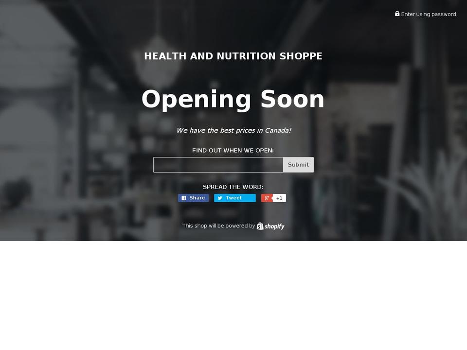 healthandnutritionshoppe.com shopify website screenshot