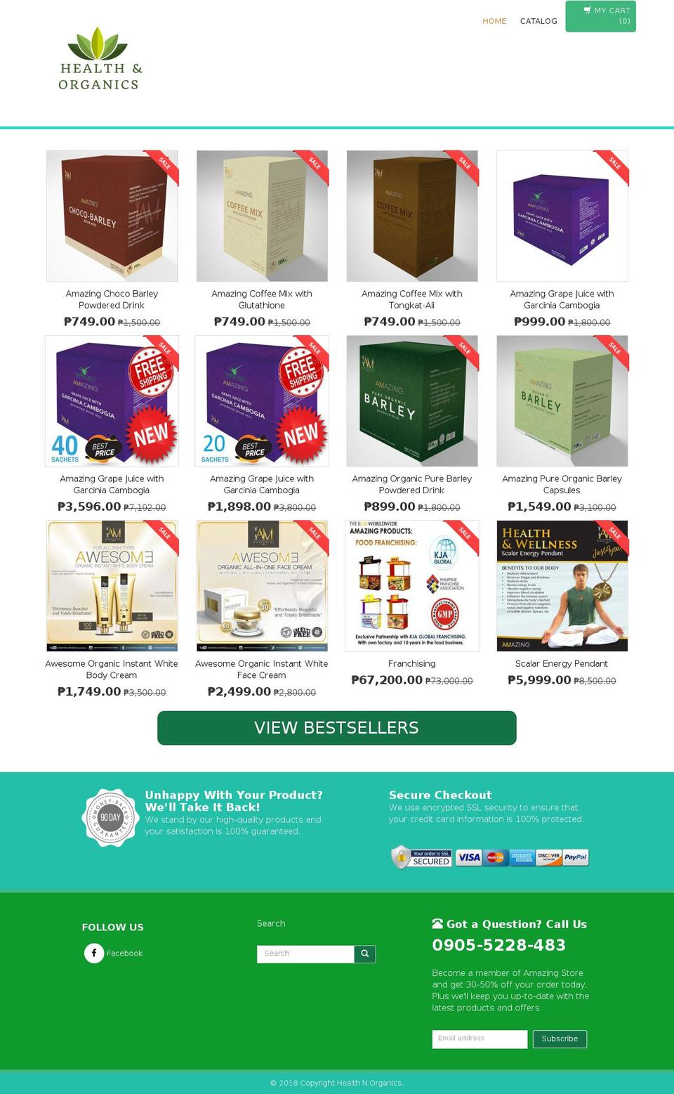 healthandorganics.com — Shopify storefront screenshot