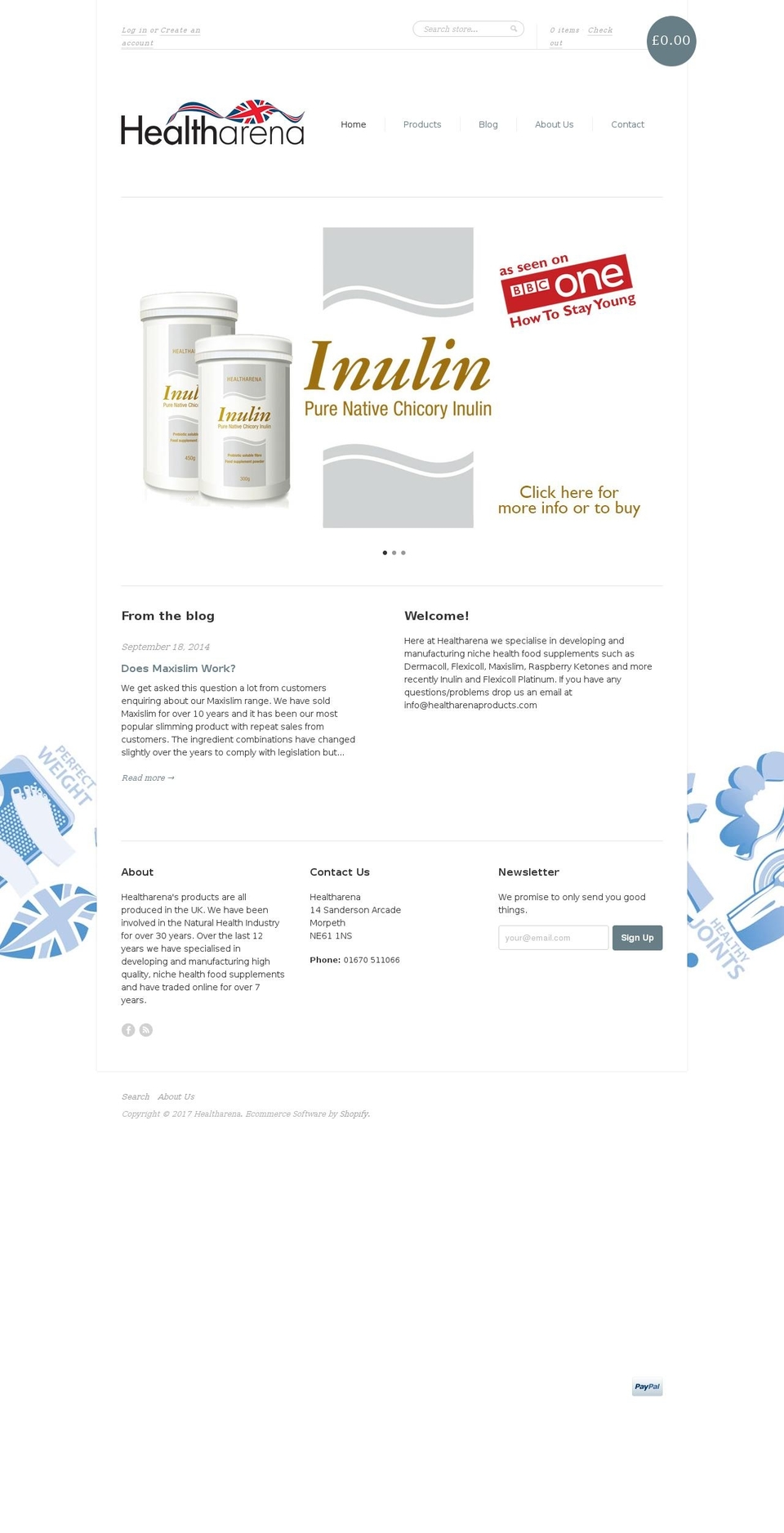 healtharenaproducts.com shopify website screenshot
