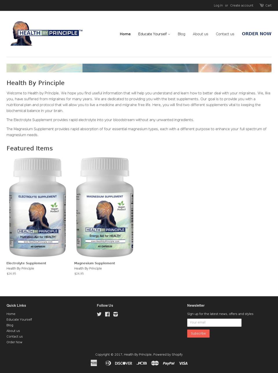 healthbyprinciple.com shopify website screenshot