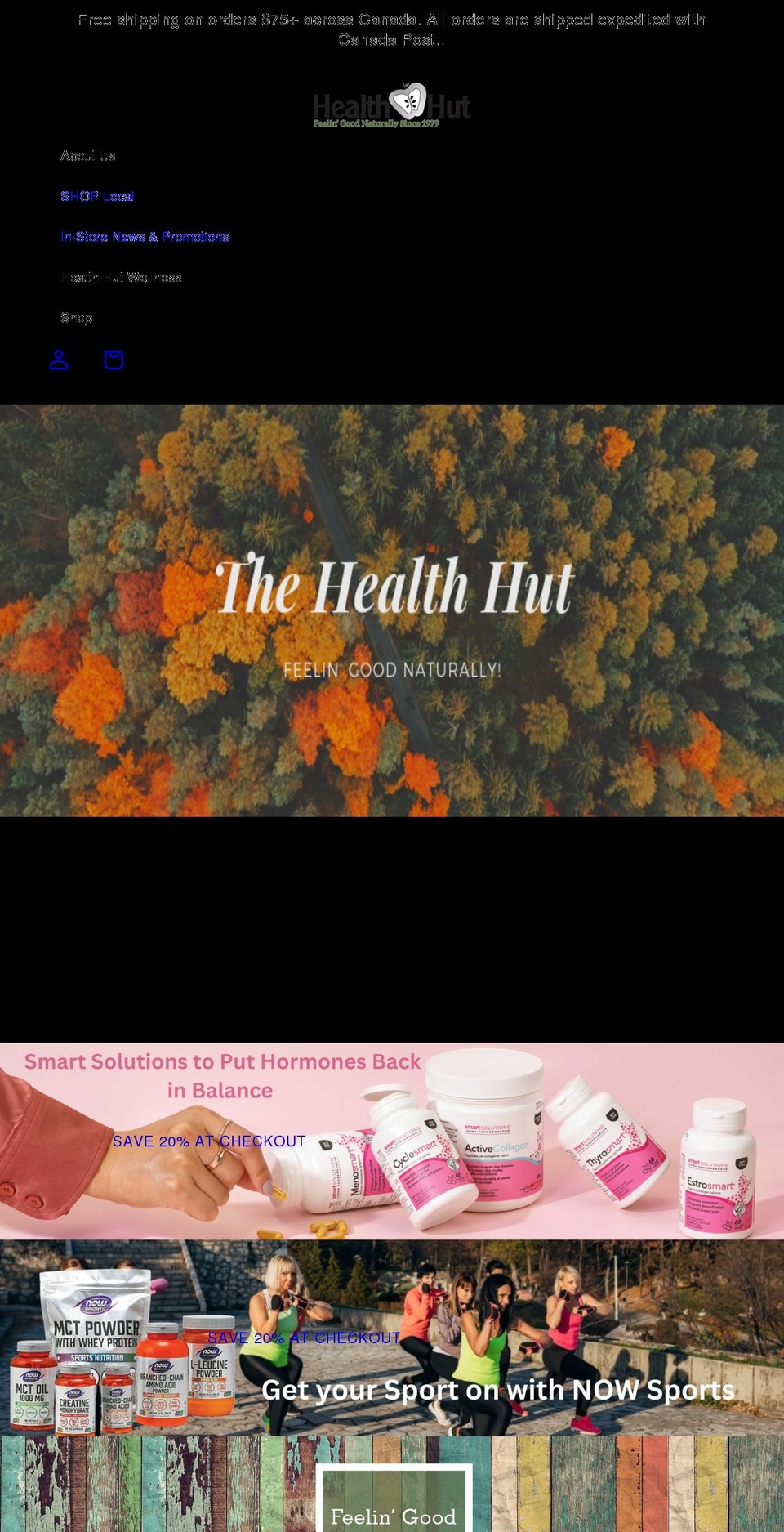 healthhut.ca shopify website screenshot