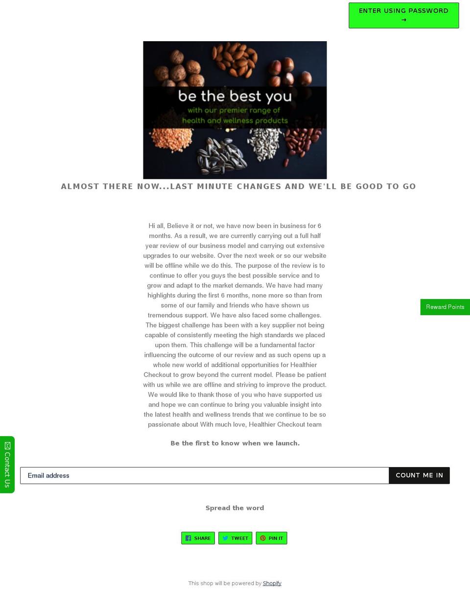 healthiercheckout.com — Shopify storefront screenshot