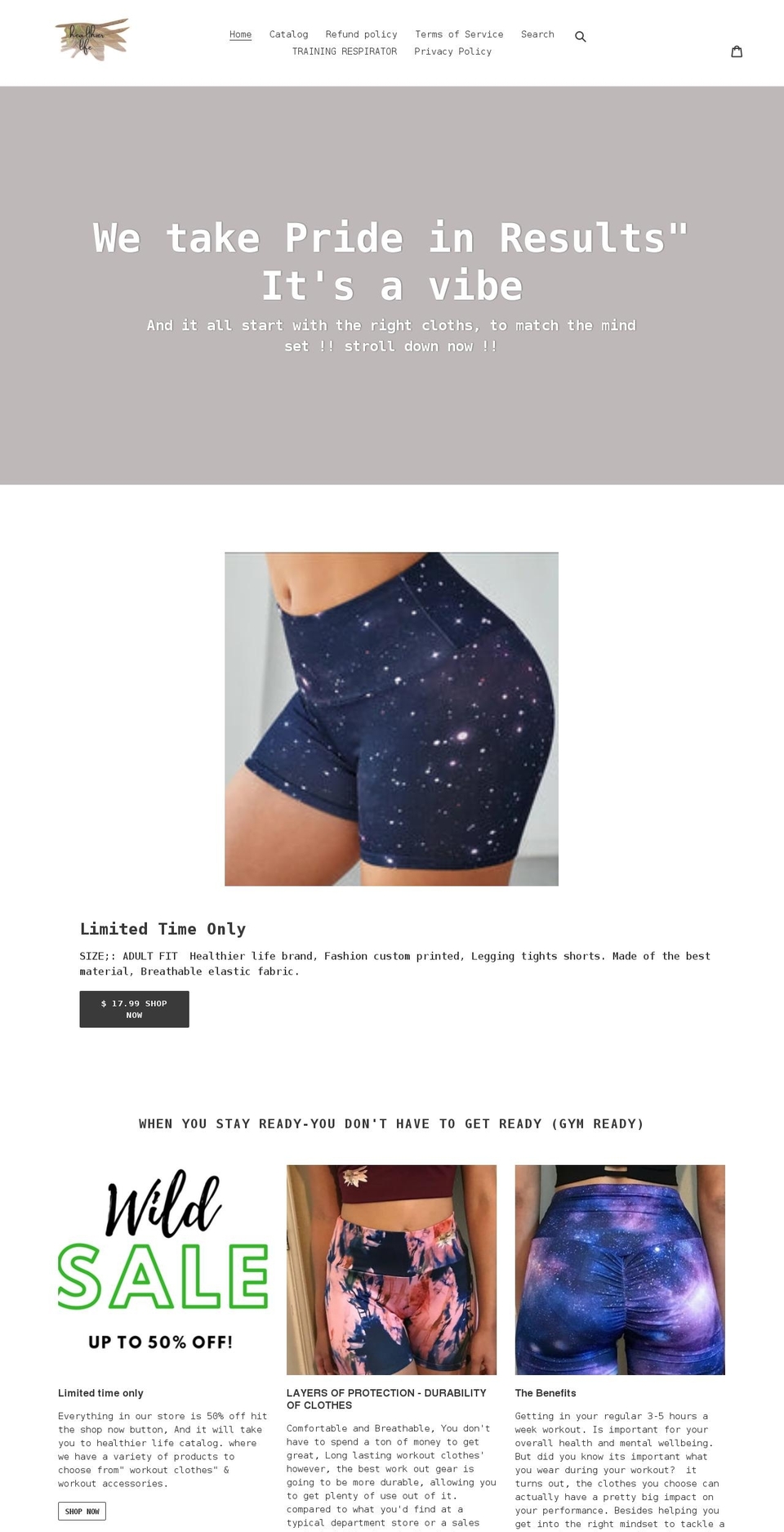 healthierlifeshop.com shopify website screenshot