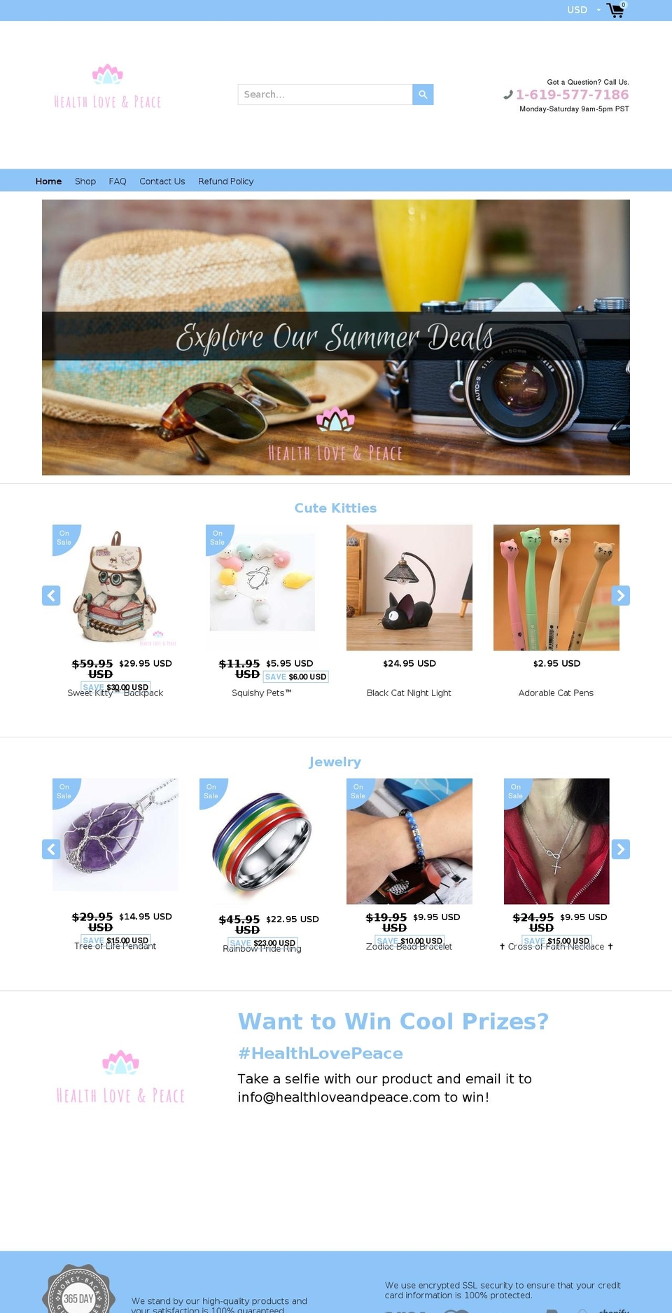 healthloveandpeace.com — Shopify storefront screenshot